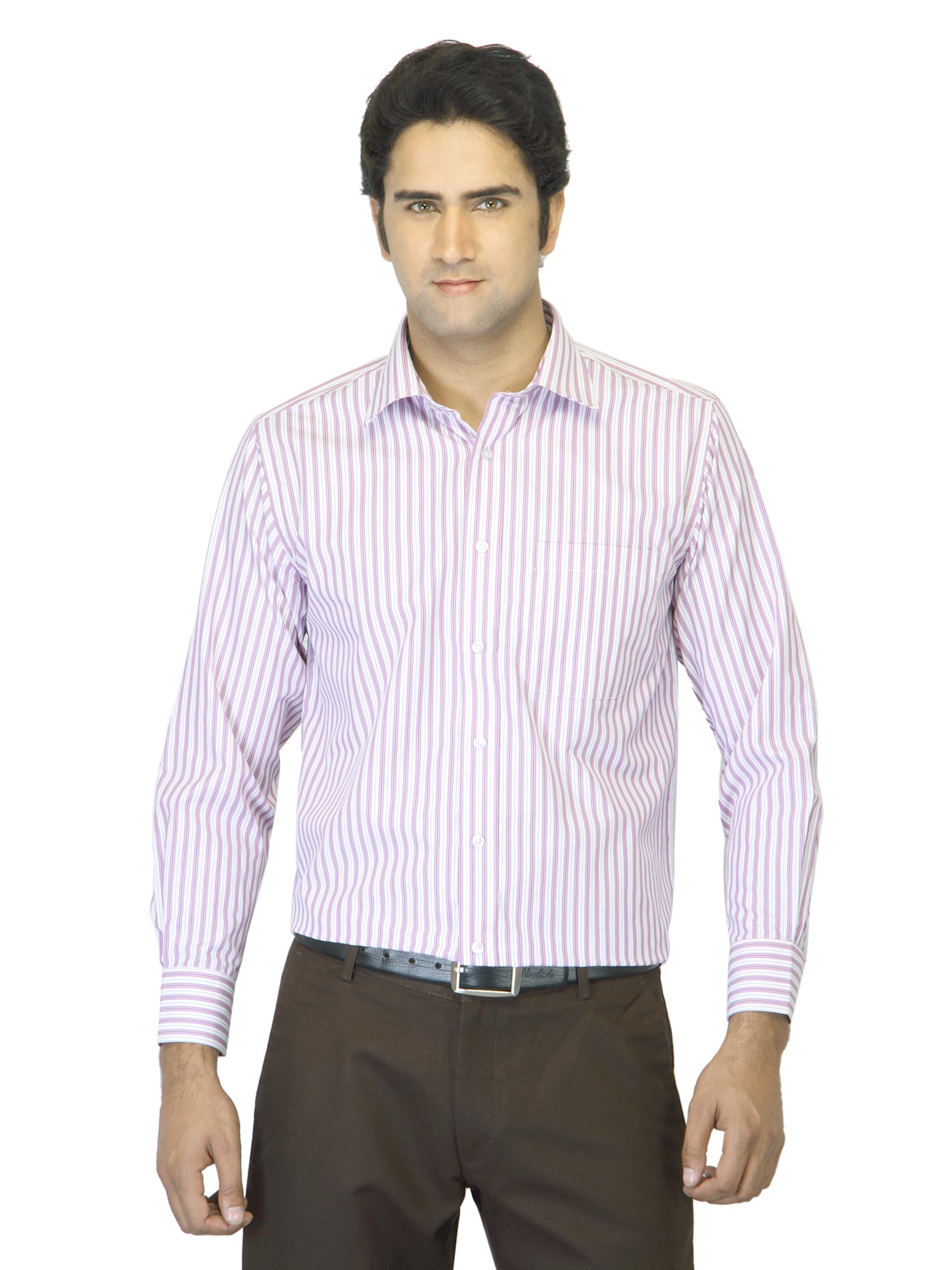 John Miller Men Striped Purple Shirt