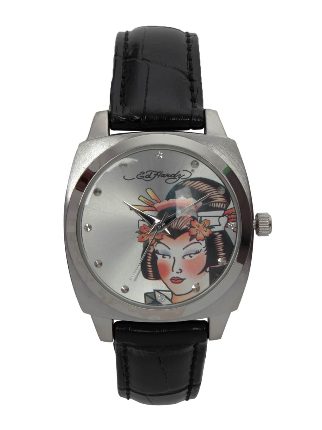 Ed Hardy Men Silver Dial Watch