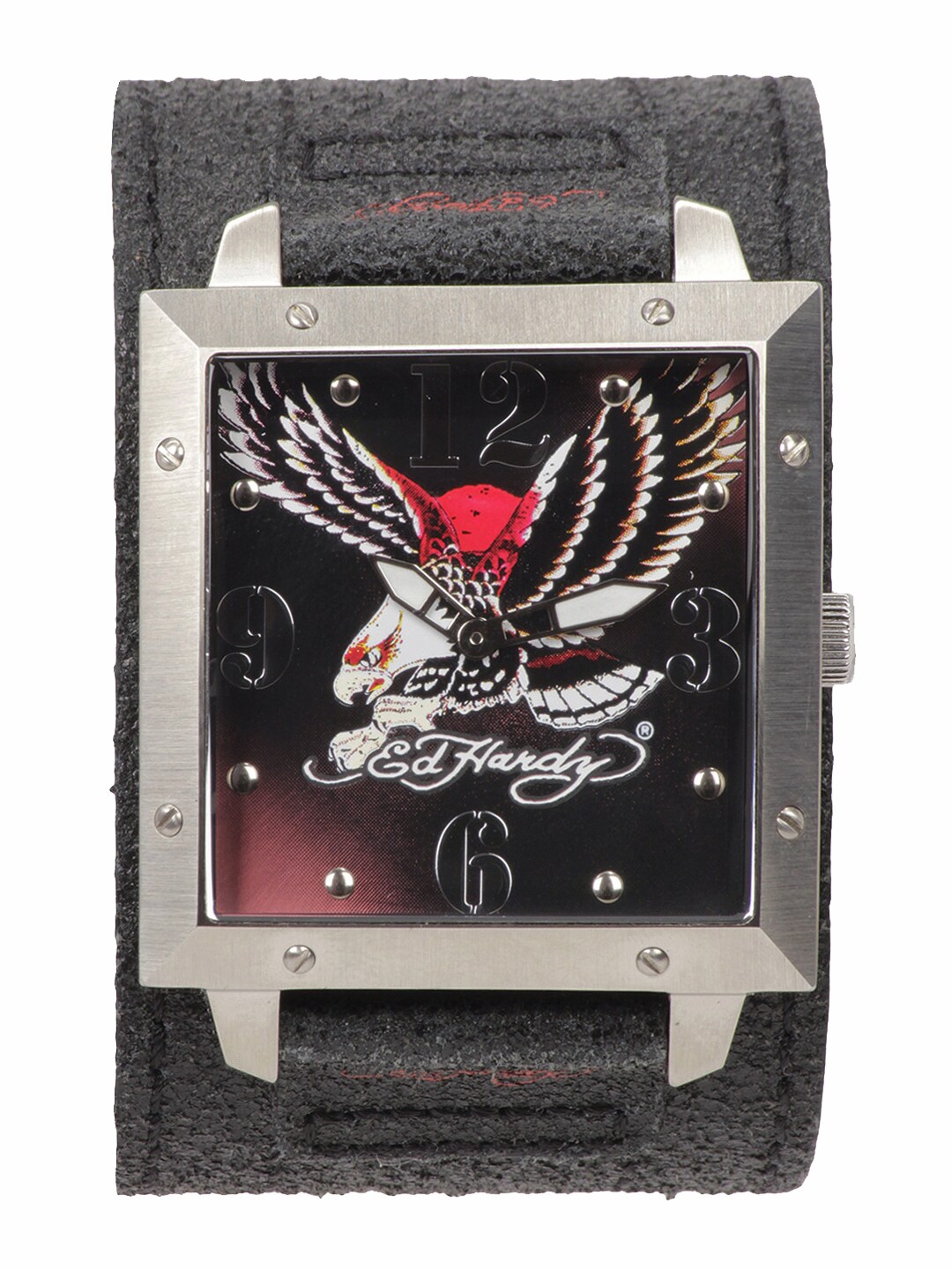 Ed Hardy Men Black and Red Dial Watch