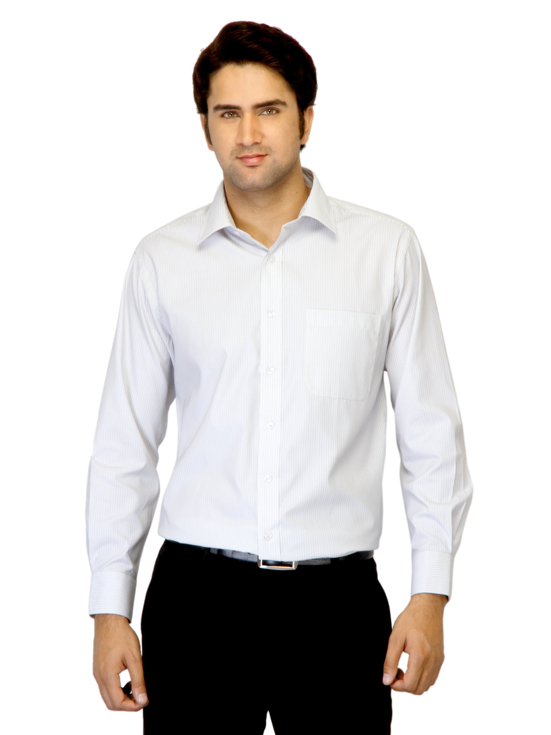 John Miller Men Striped White Shirt