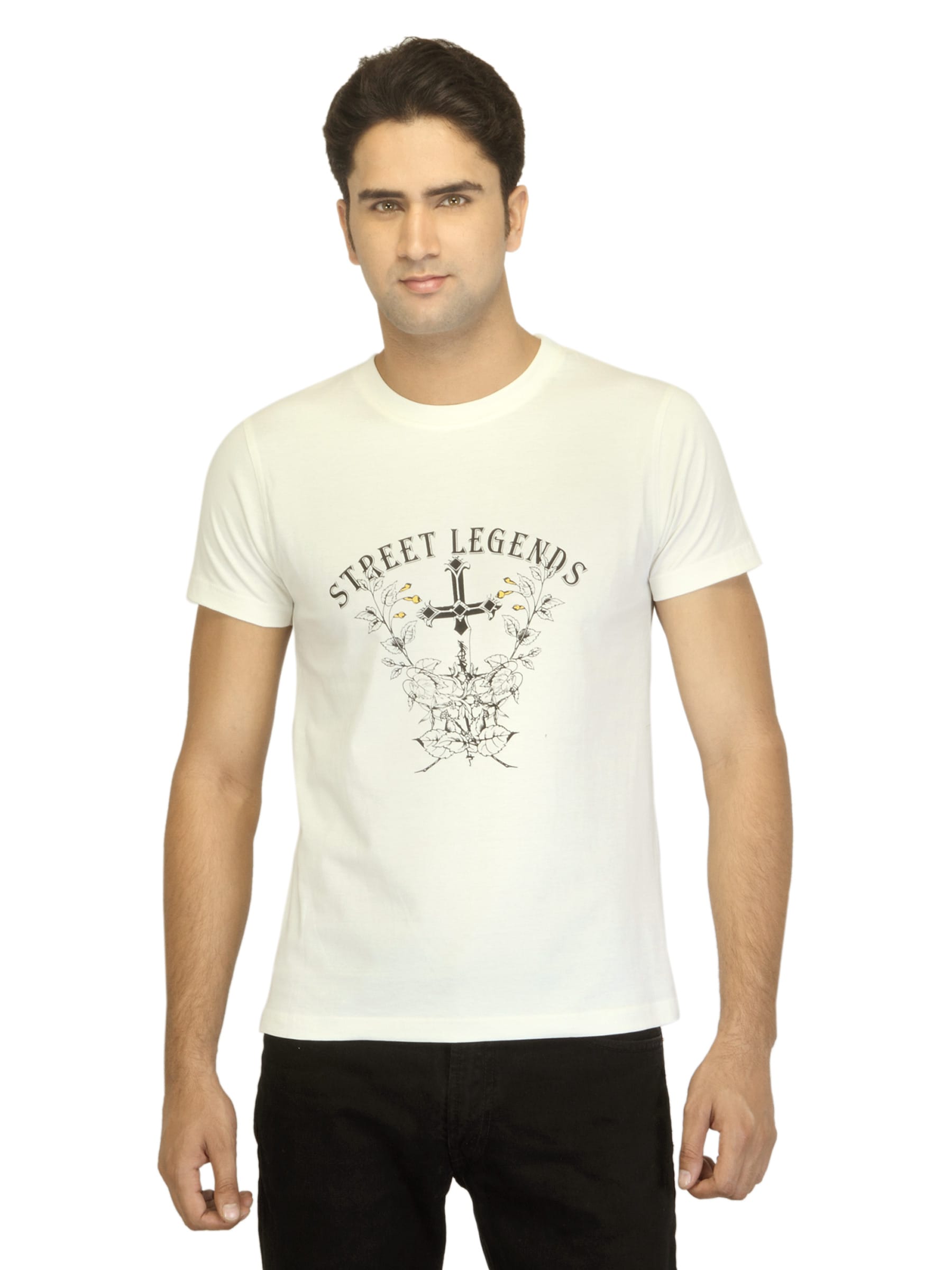 Myntra Men Street Legend Off White T-shirt