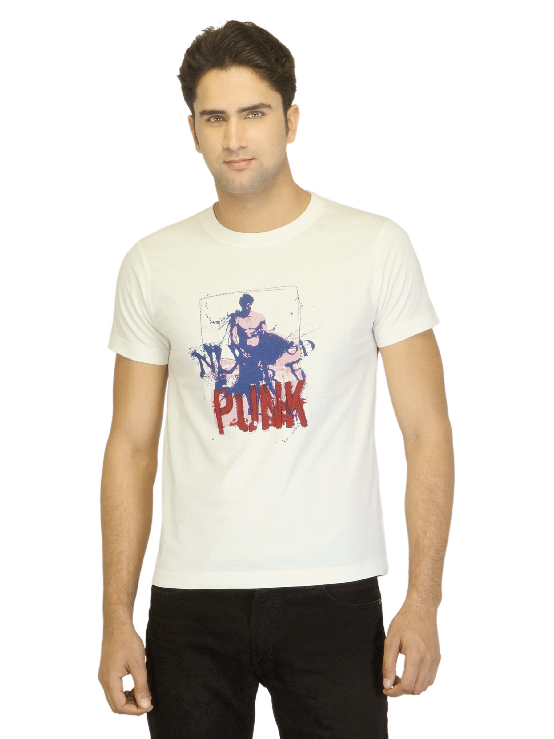 Myntra Men Surf Punk Off White T-shirt