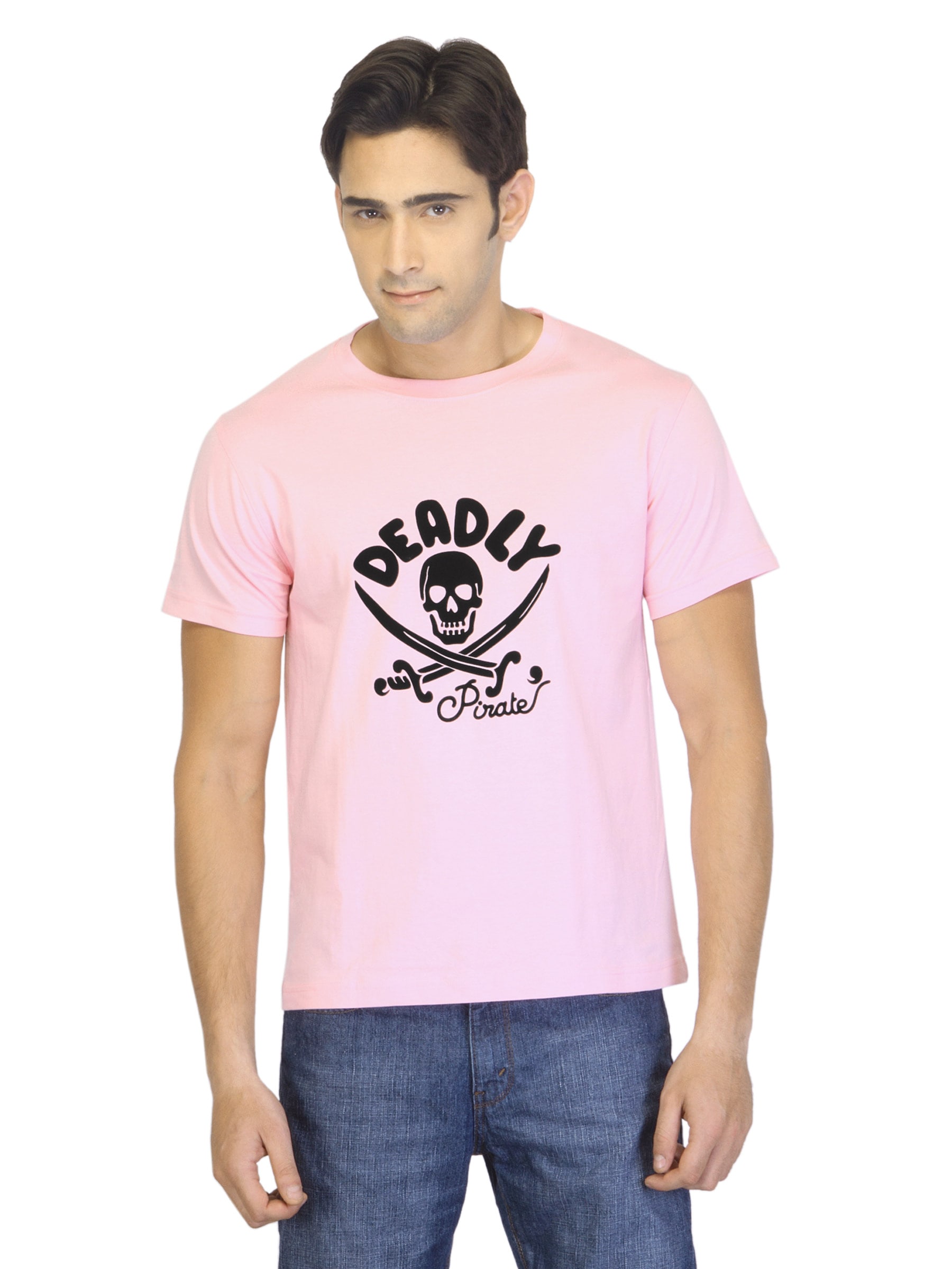 Myntra Men Deadly Pirate Pink T-shirt