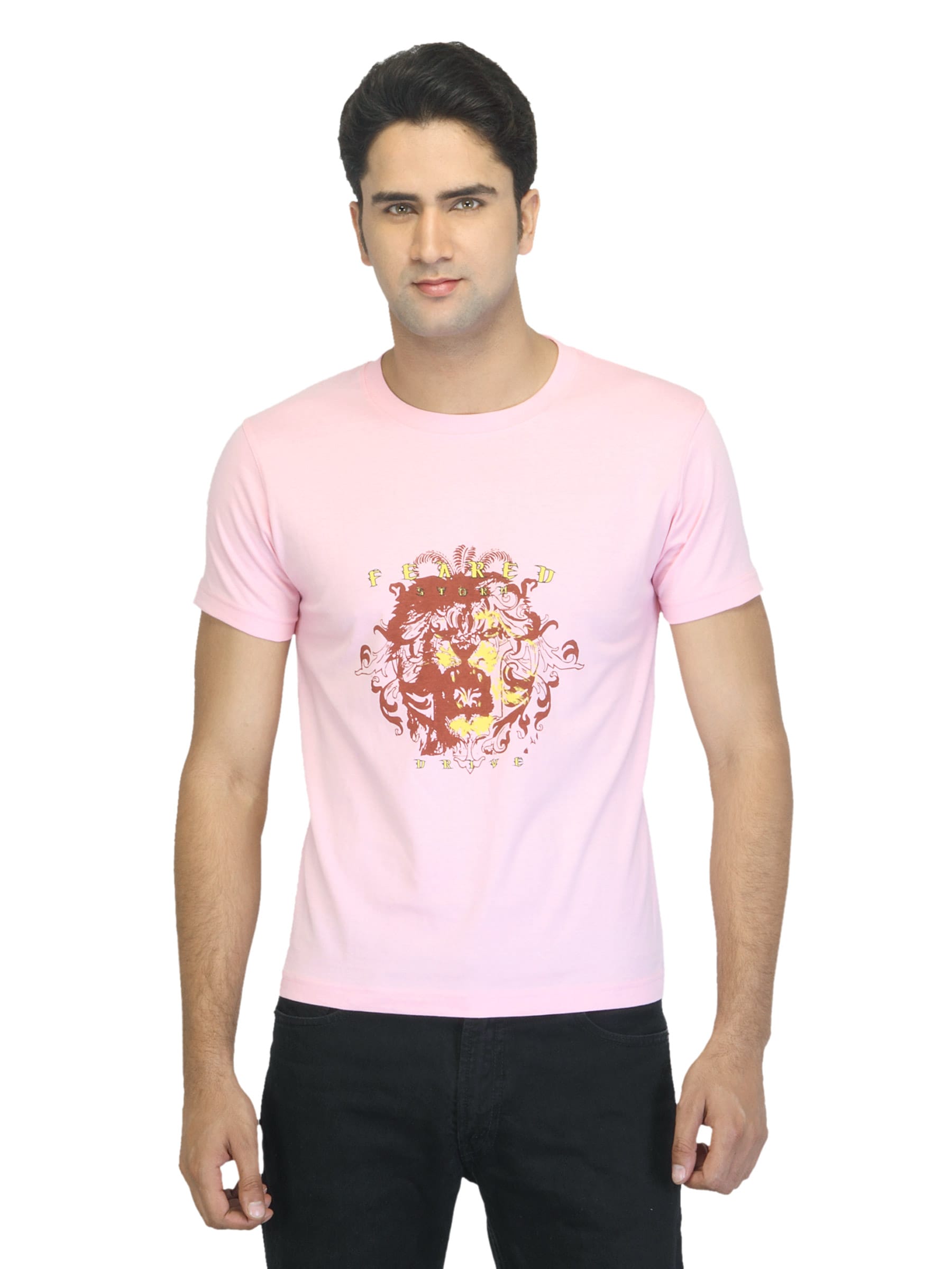 Myntra Men Feared Strom Drive Pink T-shirt