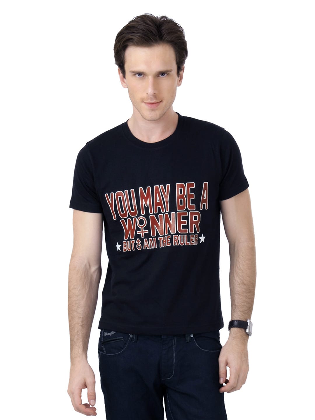 Myntra Men Black Printed T-shirt