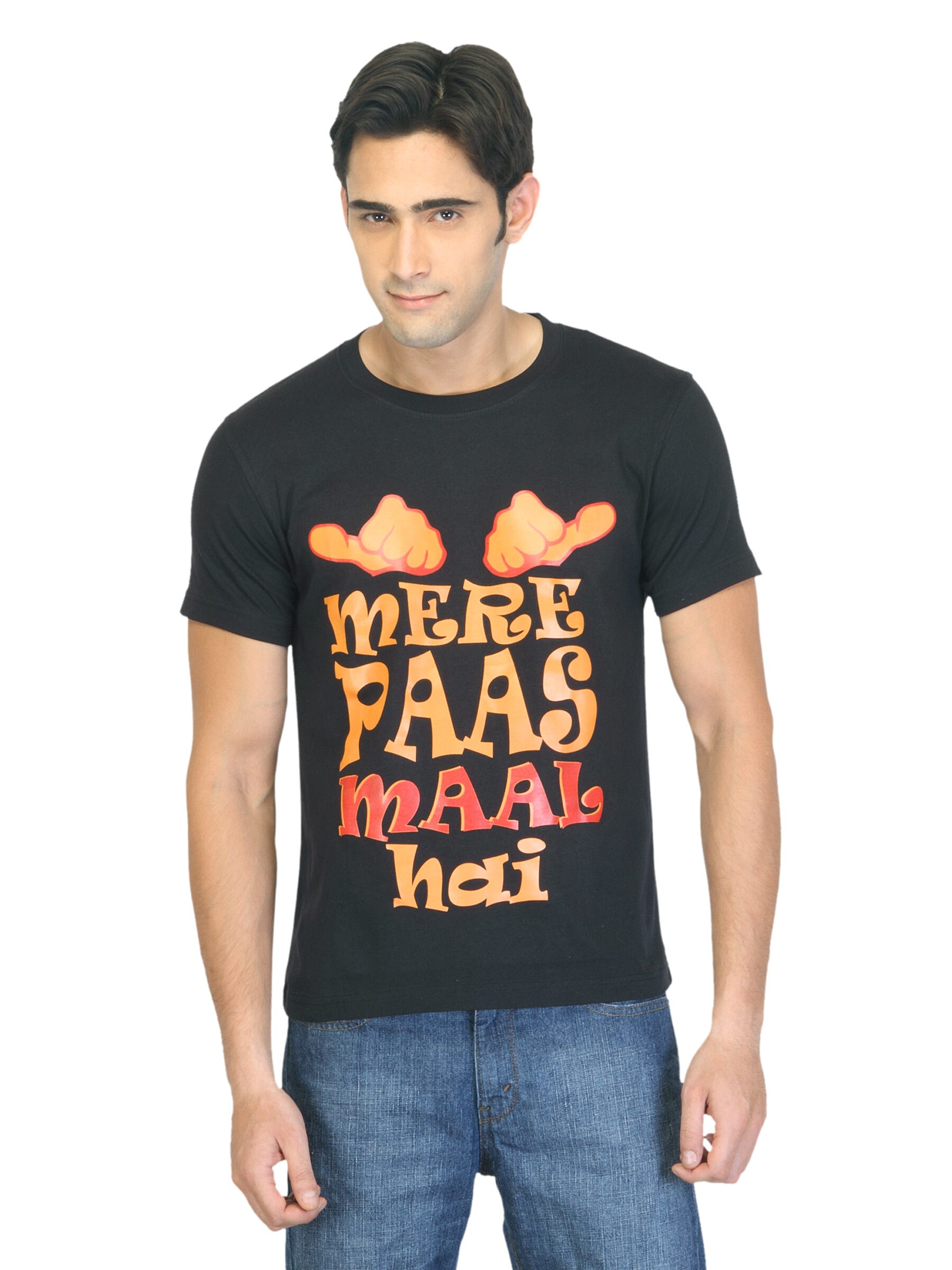Myntra Men Mere Pass Maal Hai Black T-shirt