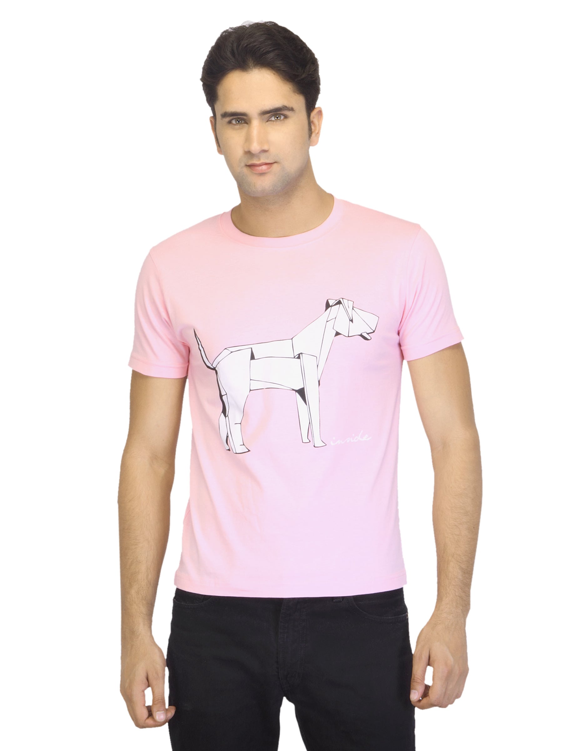 Myntra Men Dog Inside Pink T-shirt