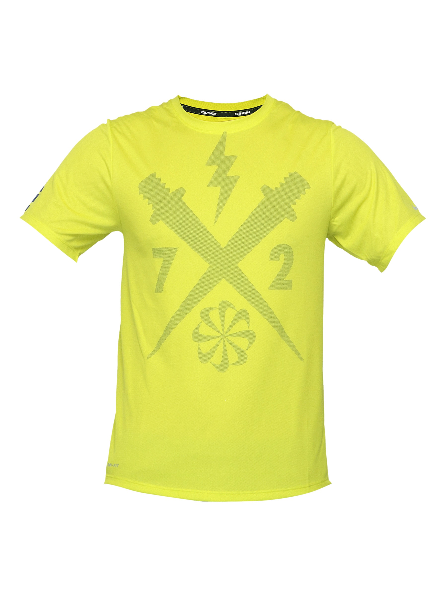 Nike Men Challenger Spiked Yellowish Green T-shirt