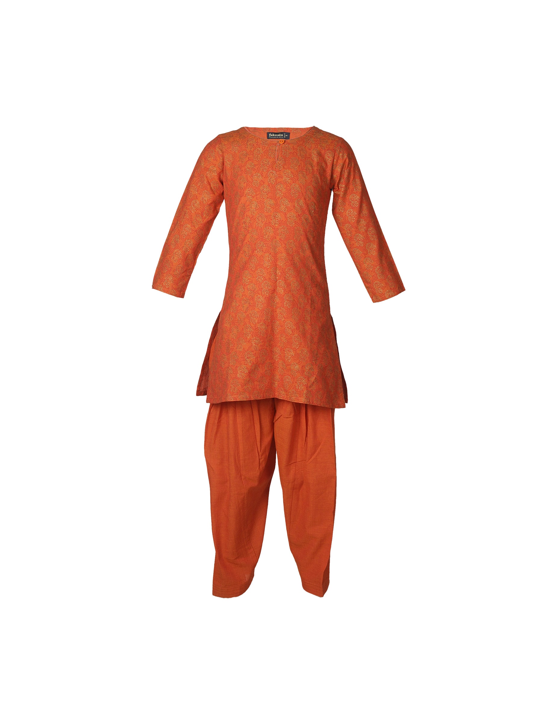Fabindia Girls Orange Mangalgiri Salwar