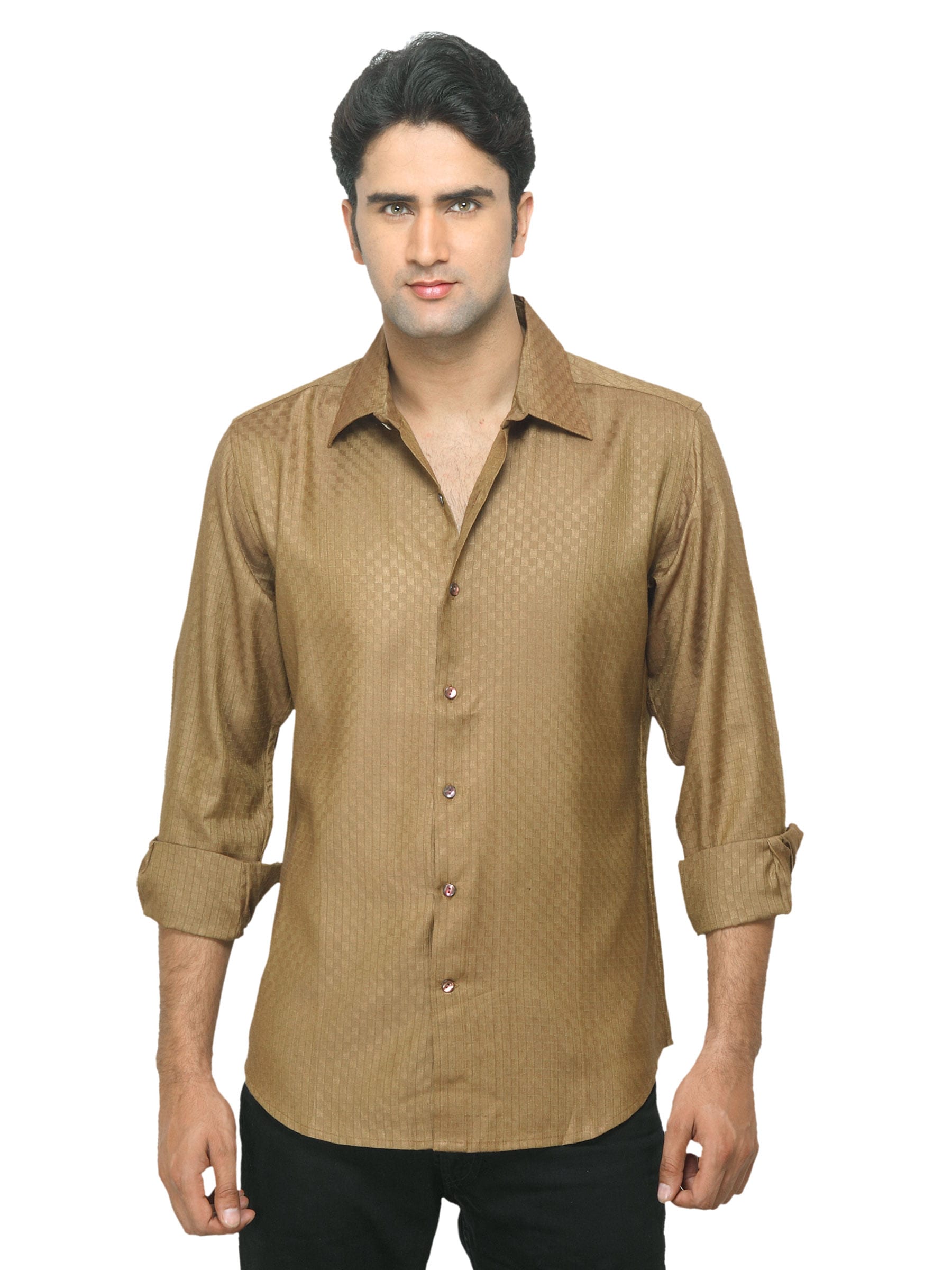 Fabindia Men Check Brown Shirt