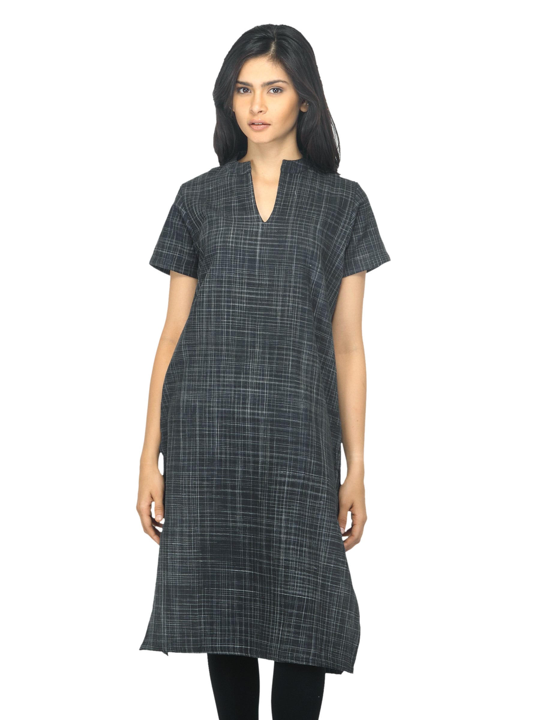 Fabindia Women Striped Black Kurta