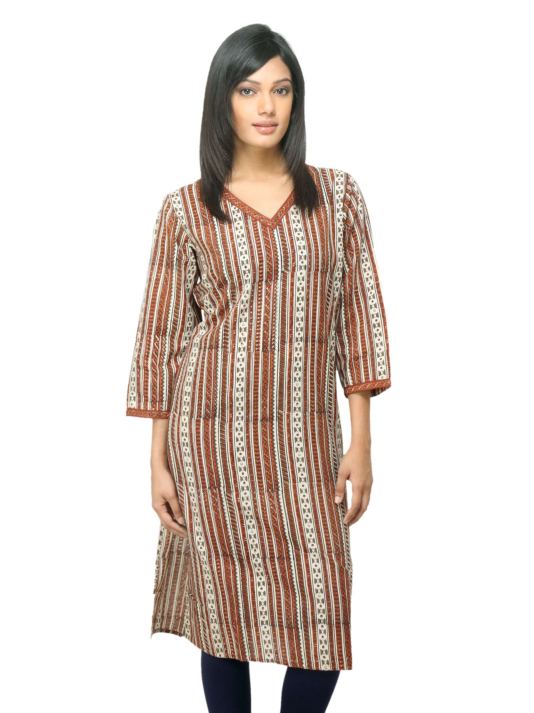 Fabindia Women Rust Printed Kurta