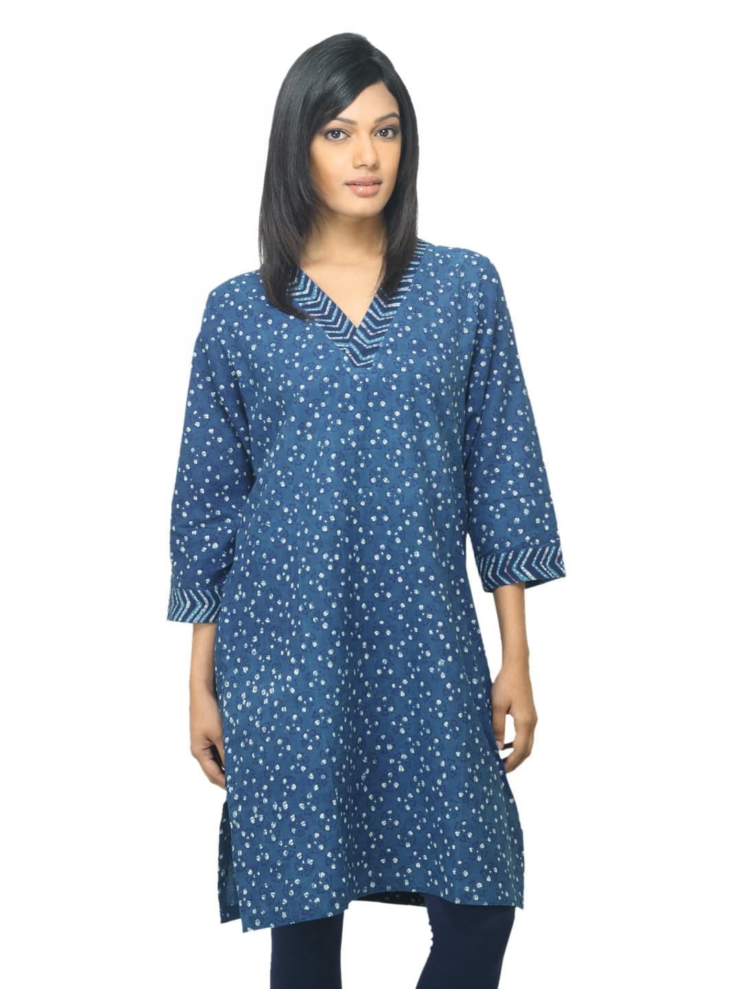 Fabindia Women Navy Blue Printed Kurta