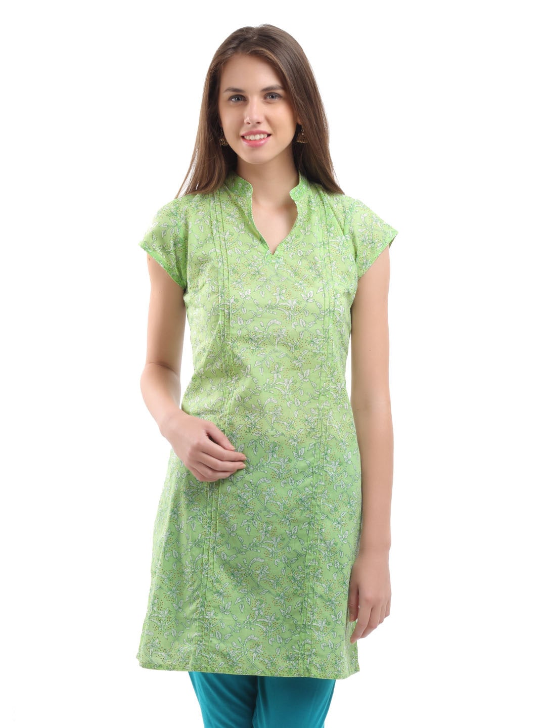 Fabindia Women Green Printed Kurta