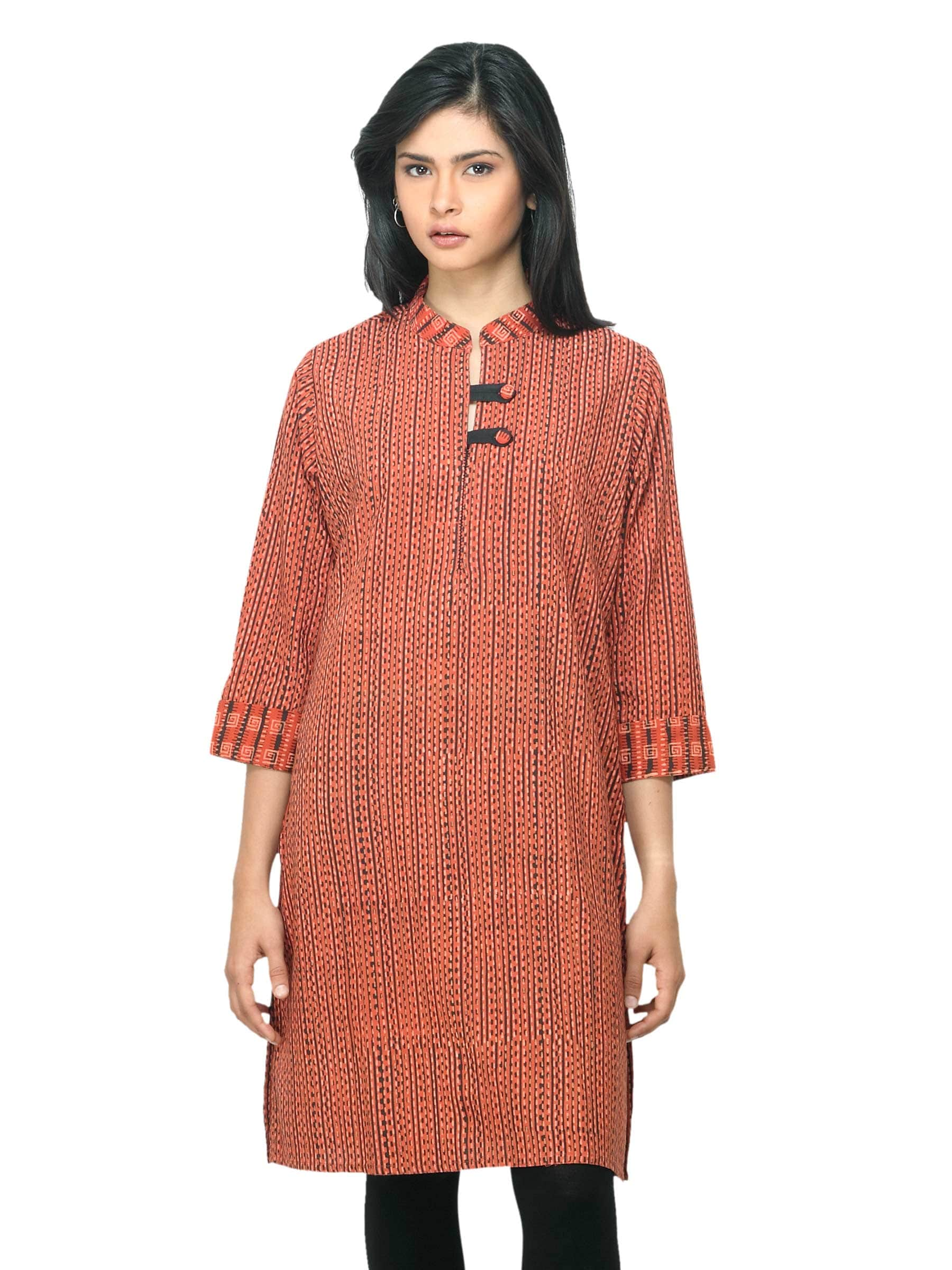 Fabindia Women Orange Hand Block Printed Kurti