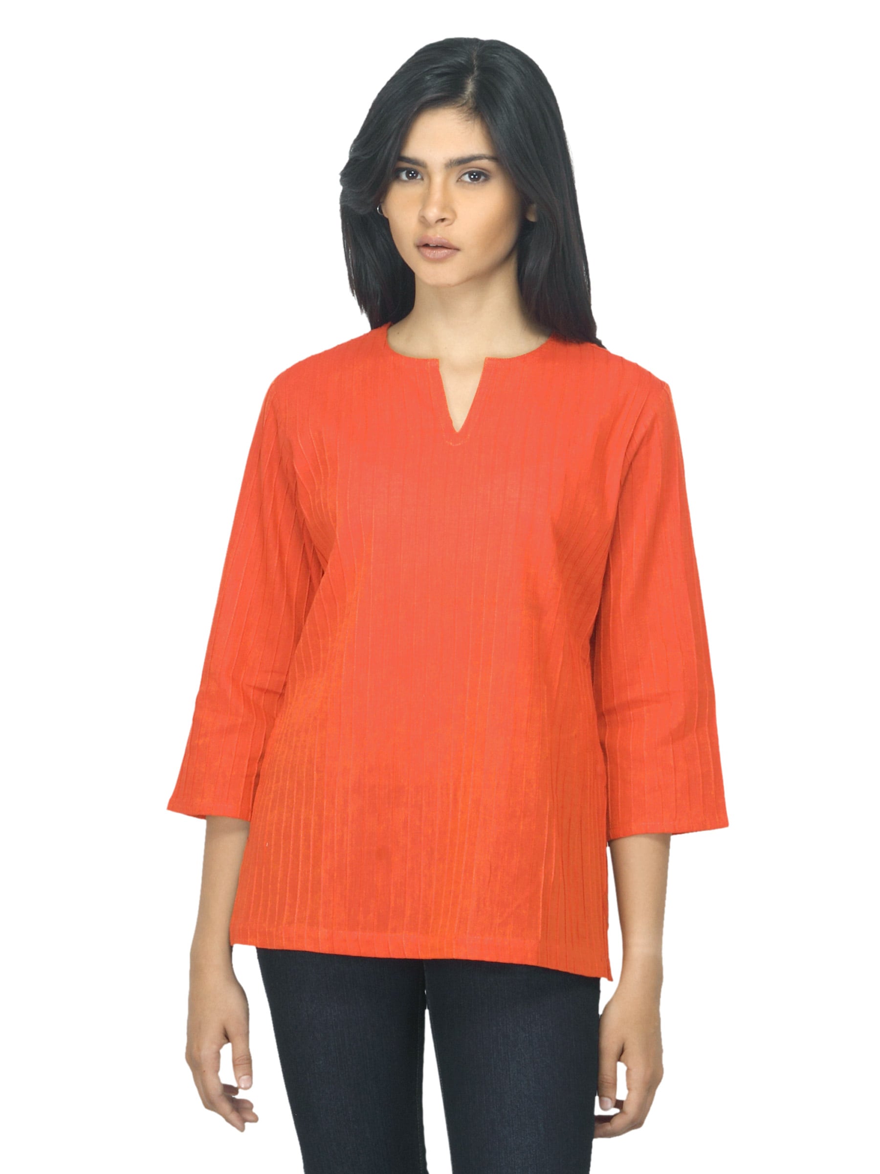 Fabindia Women Orange Kurti