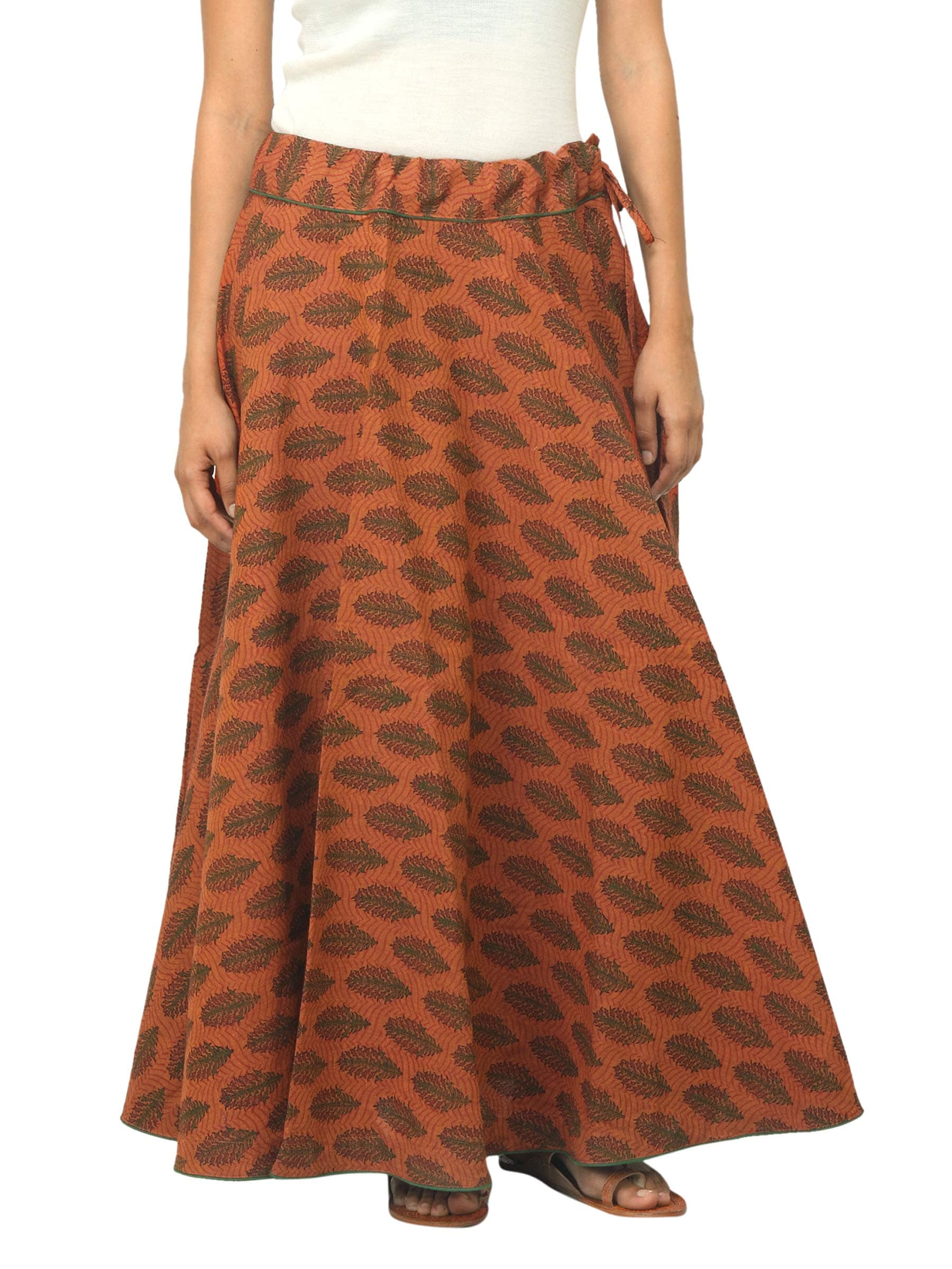Fabindia Women Printed Rust Skirt