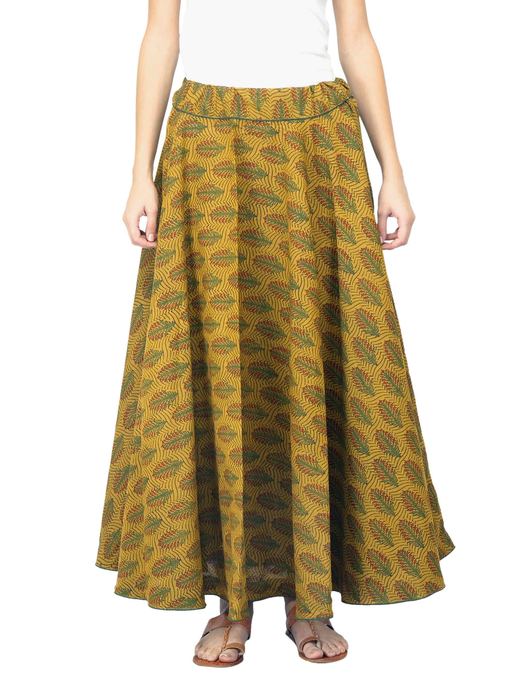 Fabindia Women Printed Mustard Skirt
