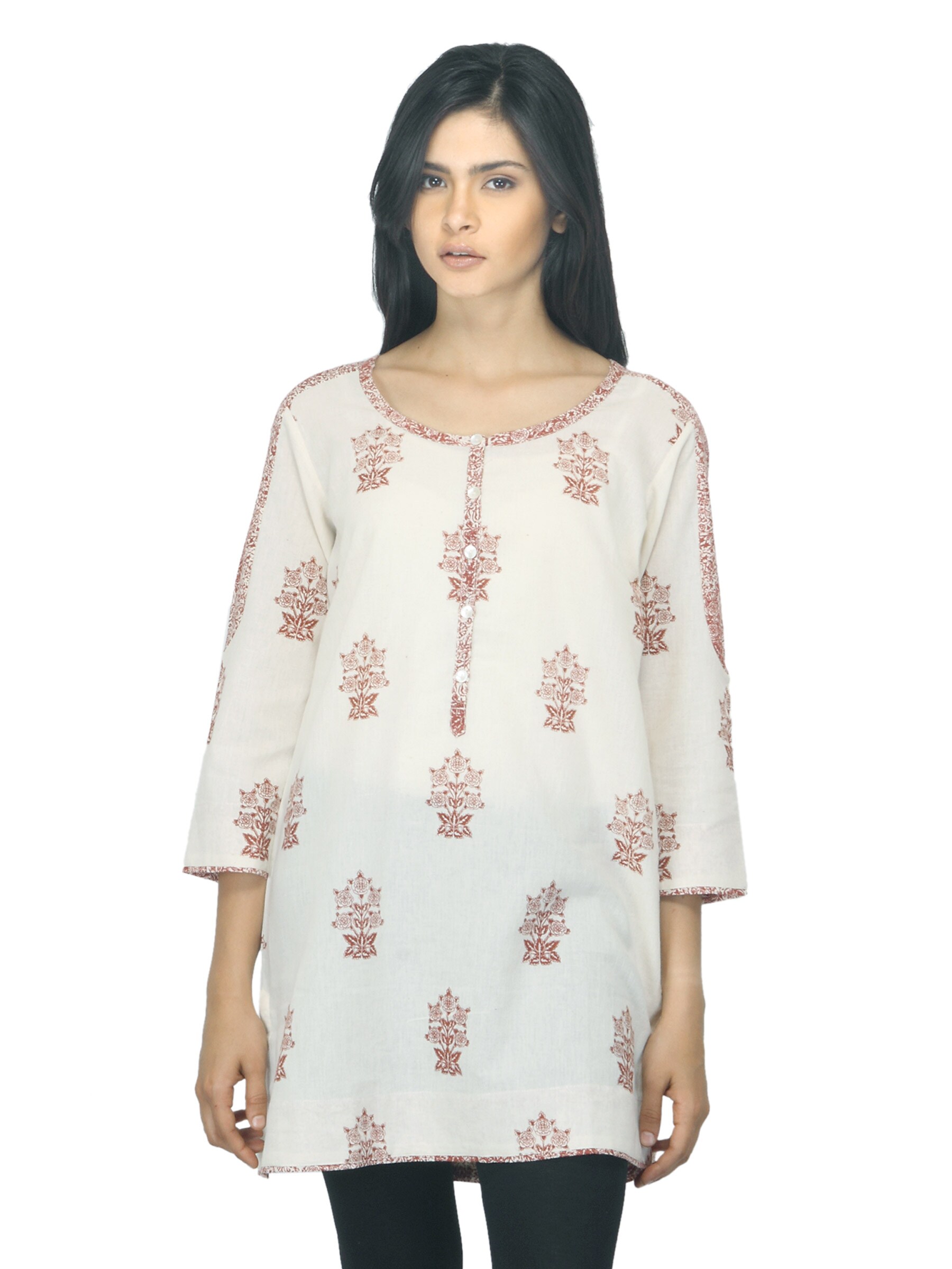 Fabindia Women Printed Beige Kurti