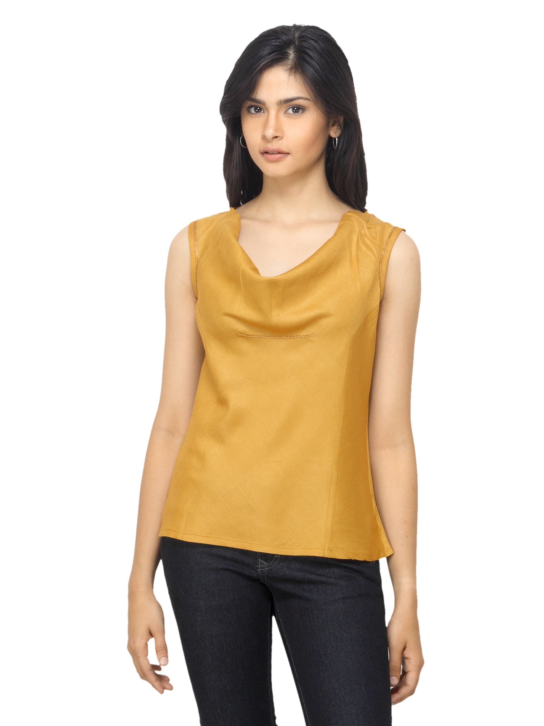 Fabindia Women Mustard Tussar Top