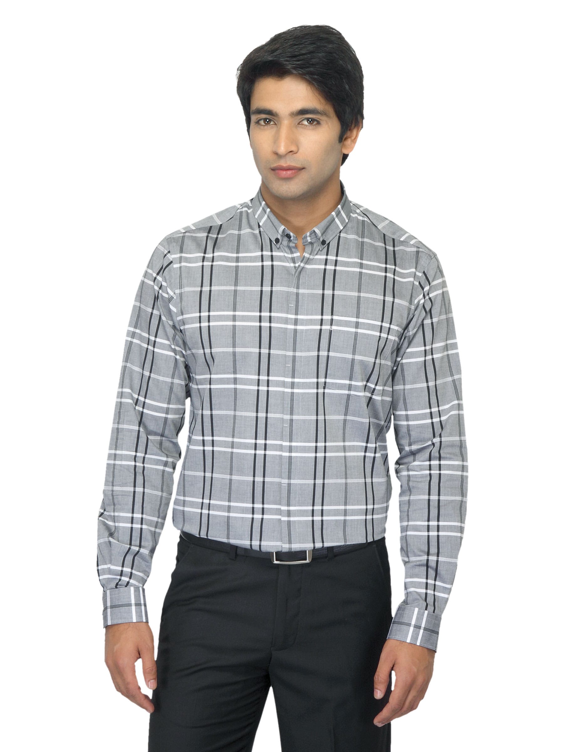 Arrow New York Men Grey Check Slim Fit Shirt