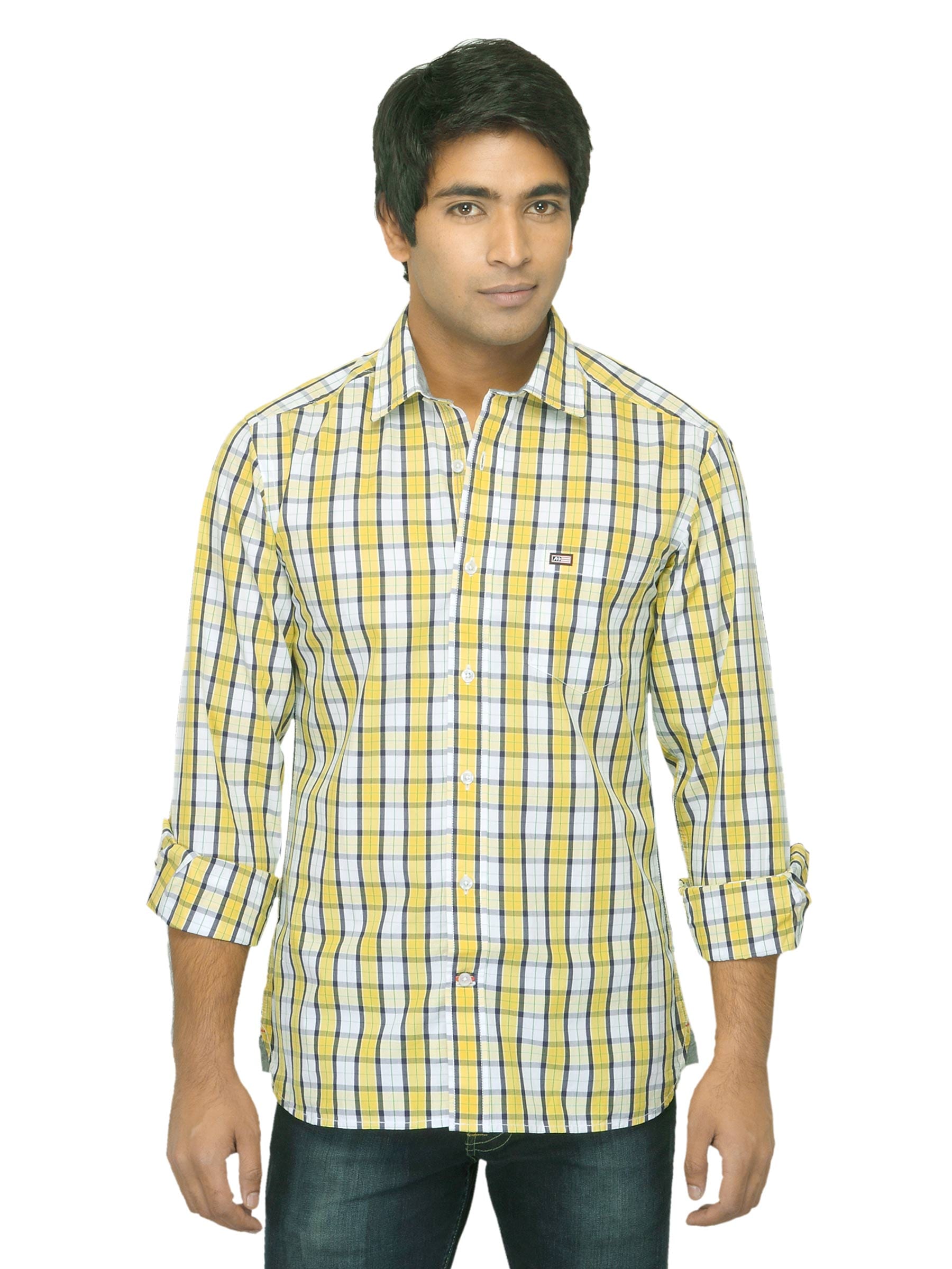 Arrow Sport Men Check Yellow Shirt