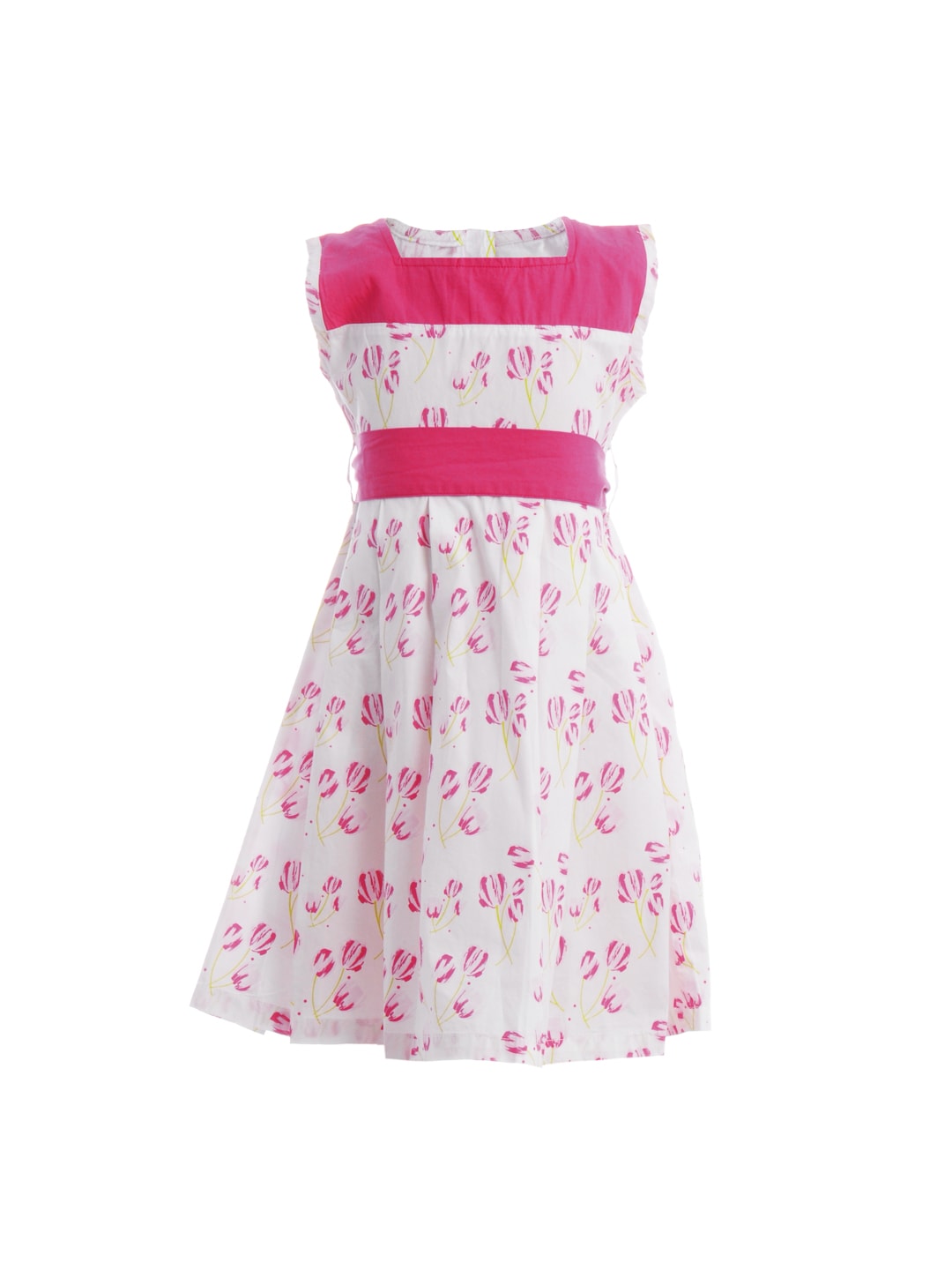 Giny and Jony Girls Printed White & Pink Dress