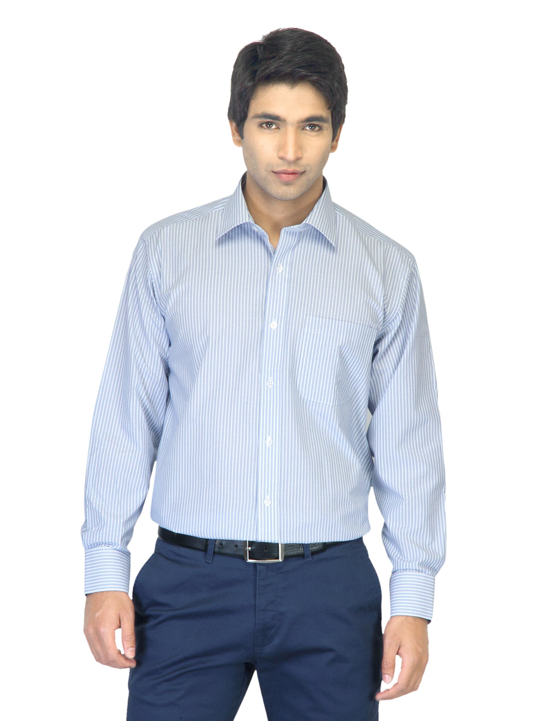 John Miller Men Striped Blue Shirt