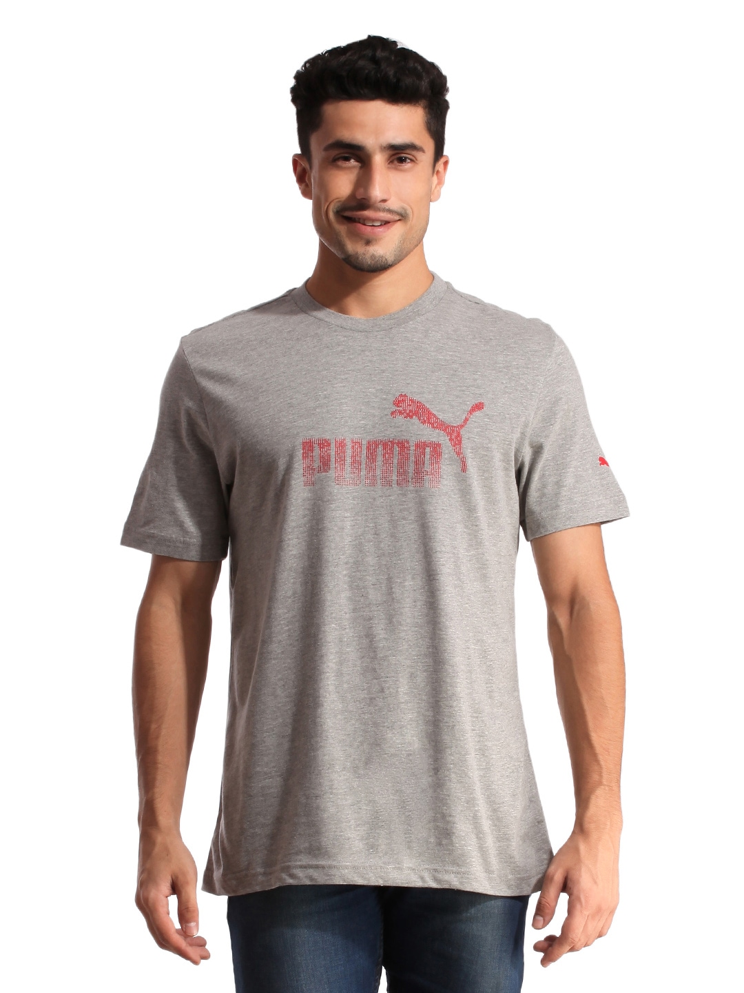 Puma Men Printed Grey T-shirt