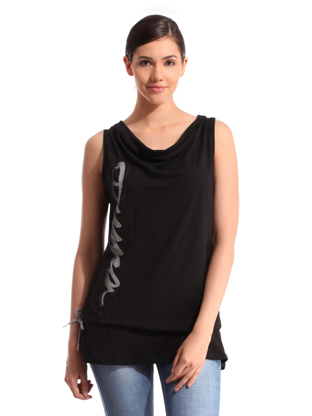 Puma Women Script Black Top