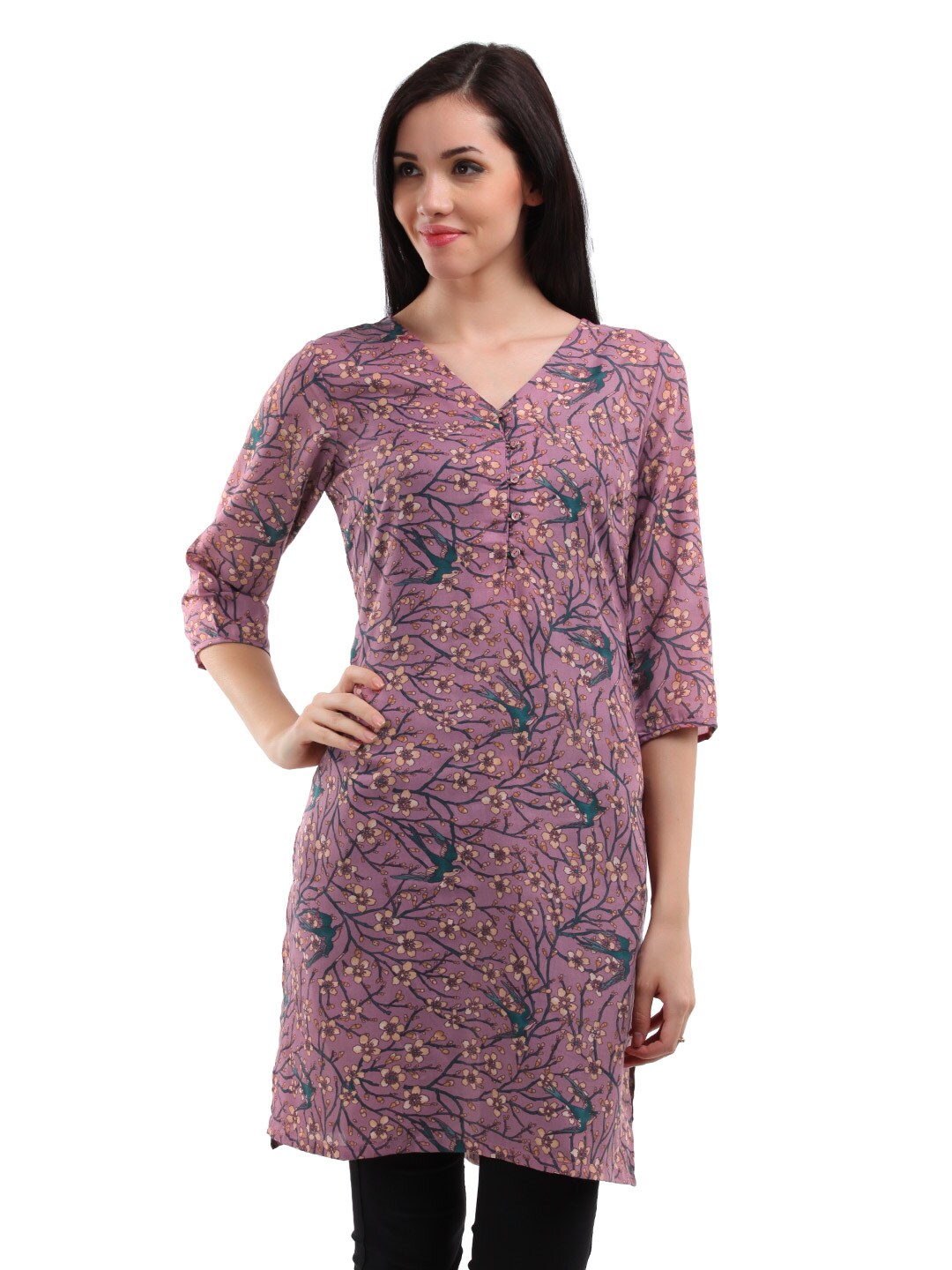 W Women Lavender Printed Kurta