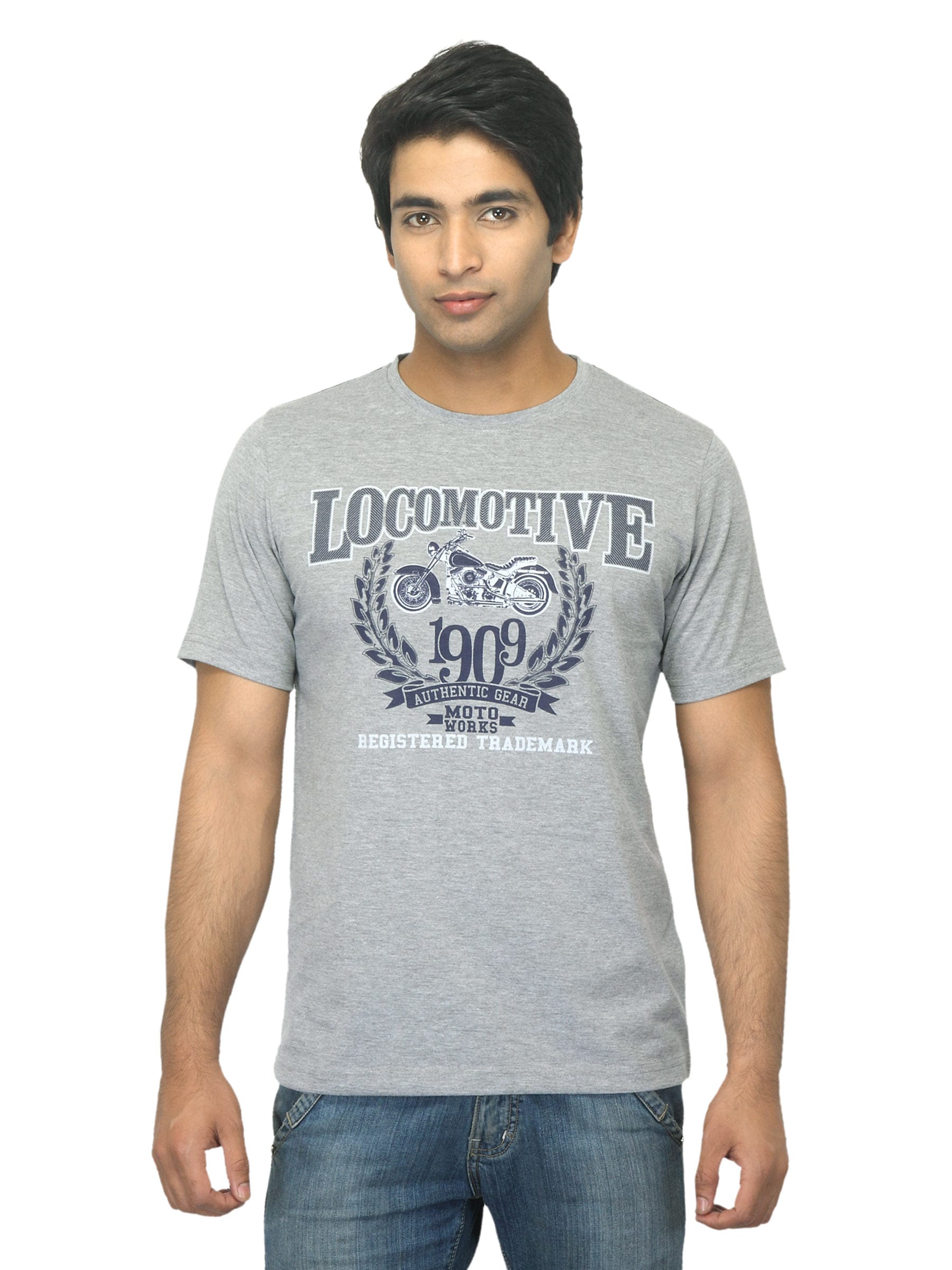 Locomotive Men Printed Grey T-shirt