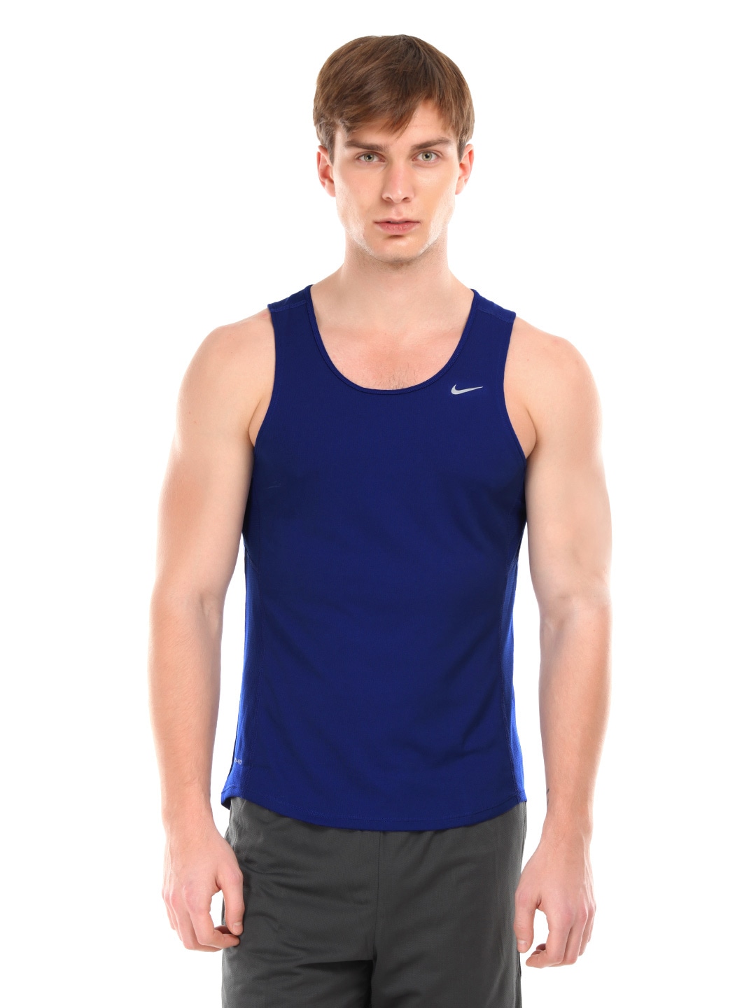 Nike Men Blue Sleeveless T-Shirt