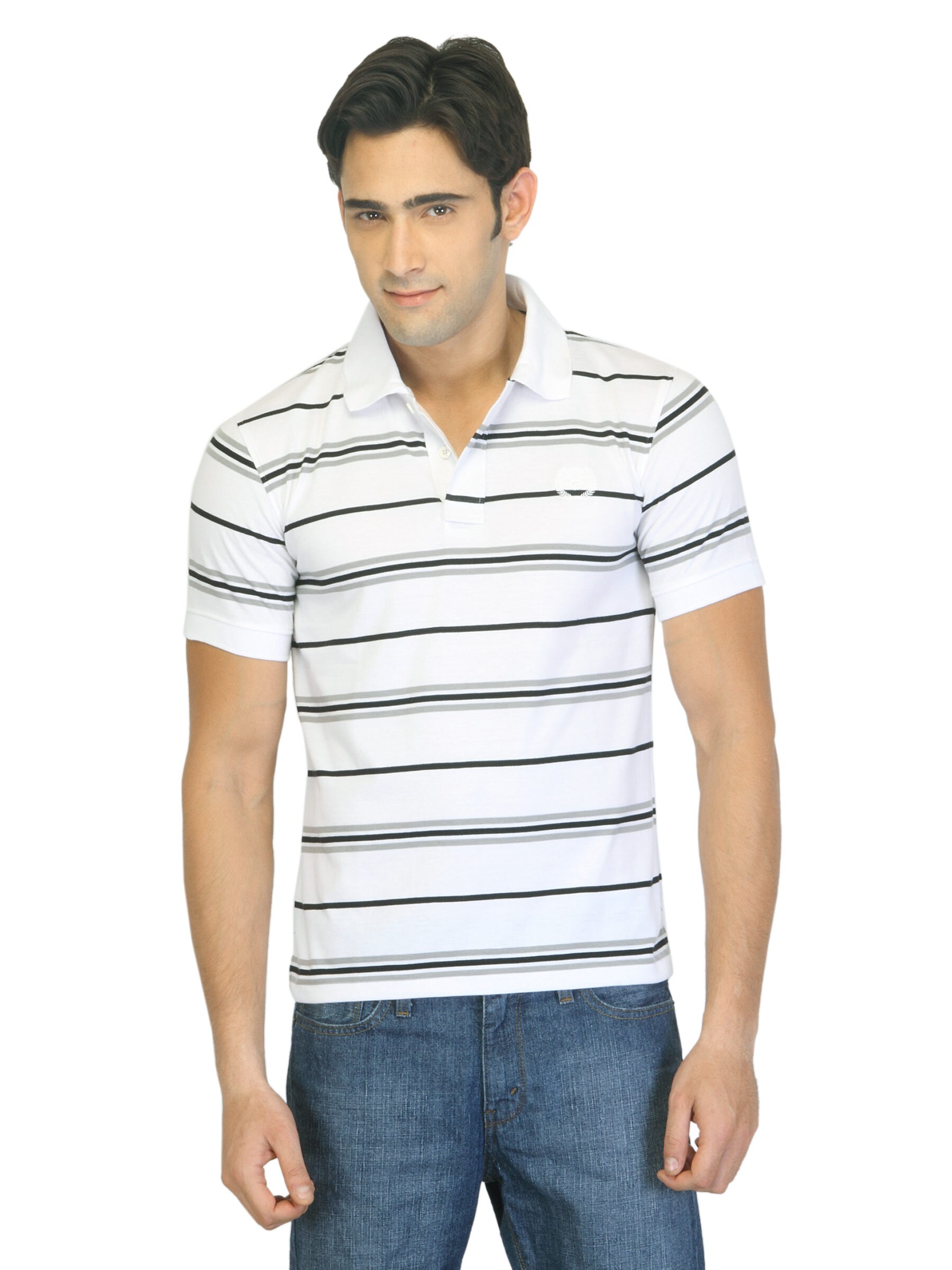Classic Polo Men Striped White T-shirt