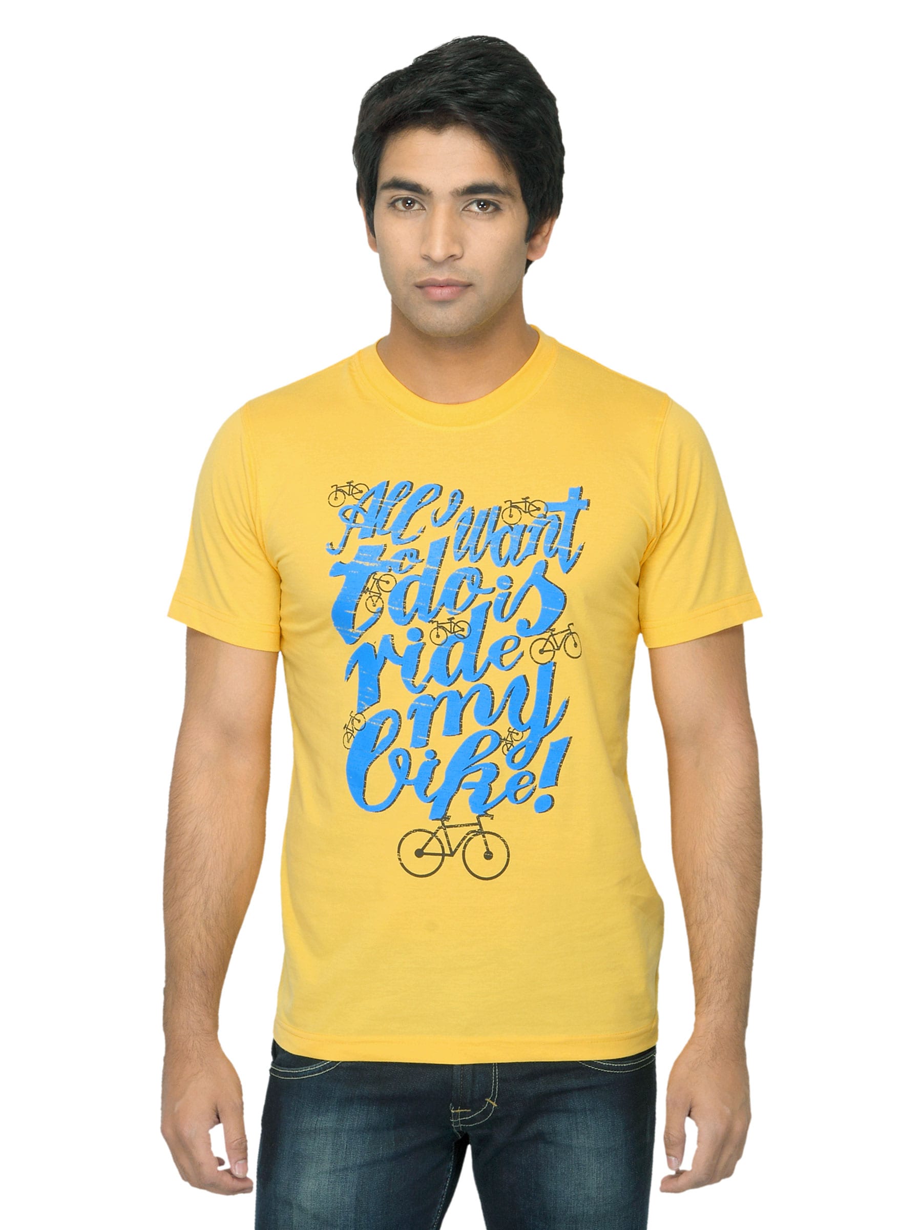 Mark Taylor Men Printed Yellow T-shirt