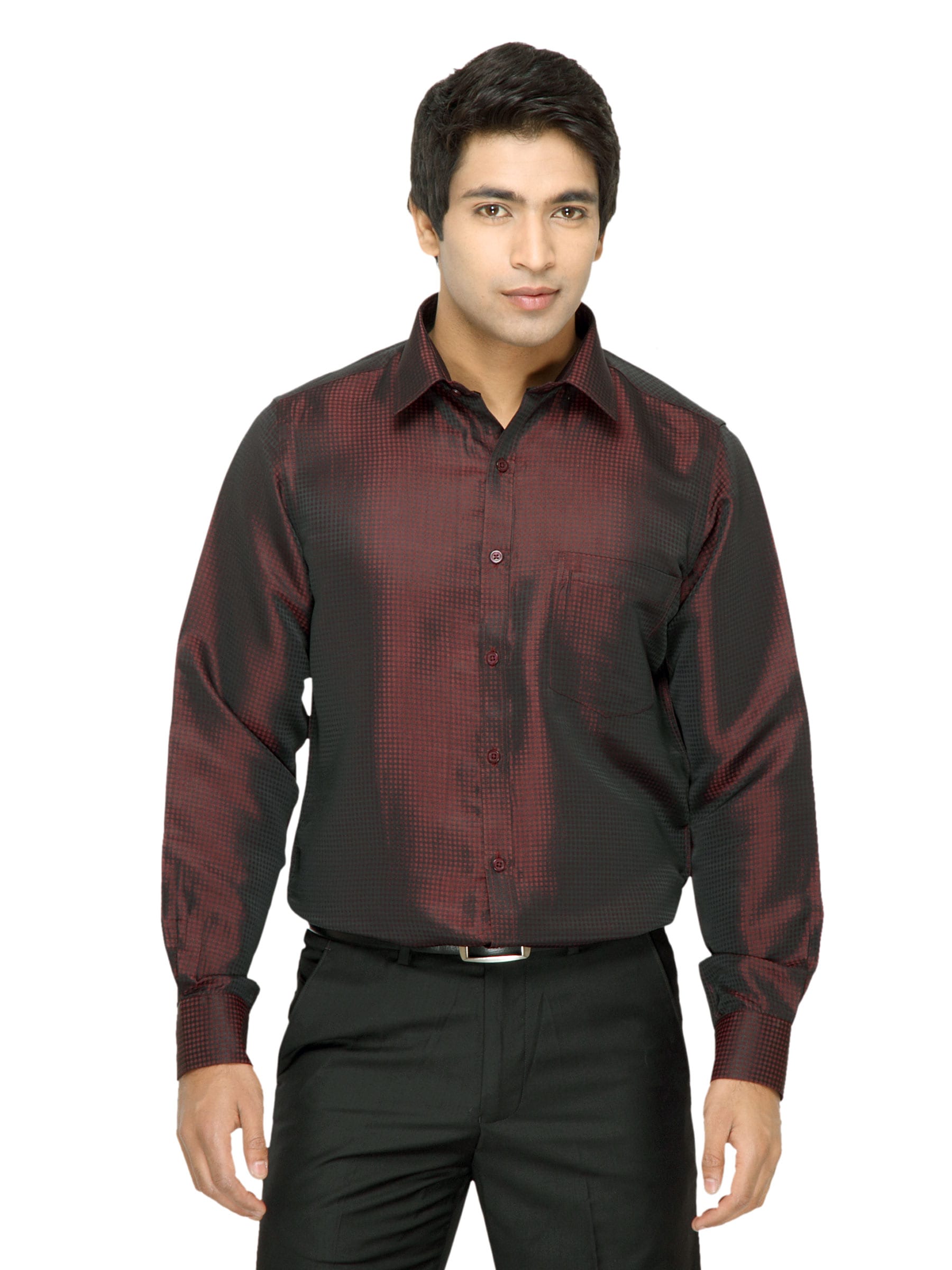 Indigo Nation Men Check Maroon Shirt