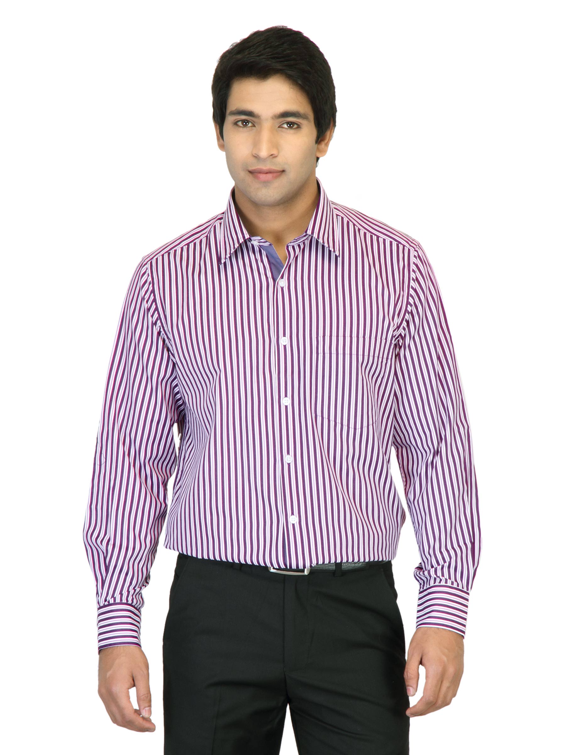 Indigo Nation Men Striped Purple Shirt