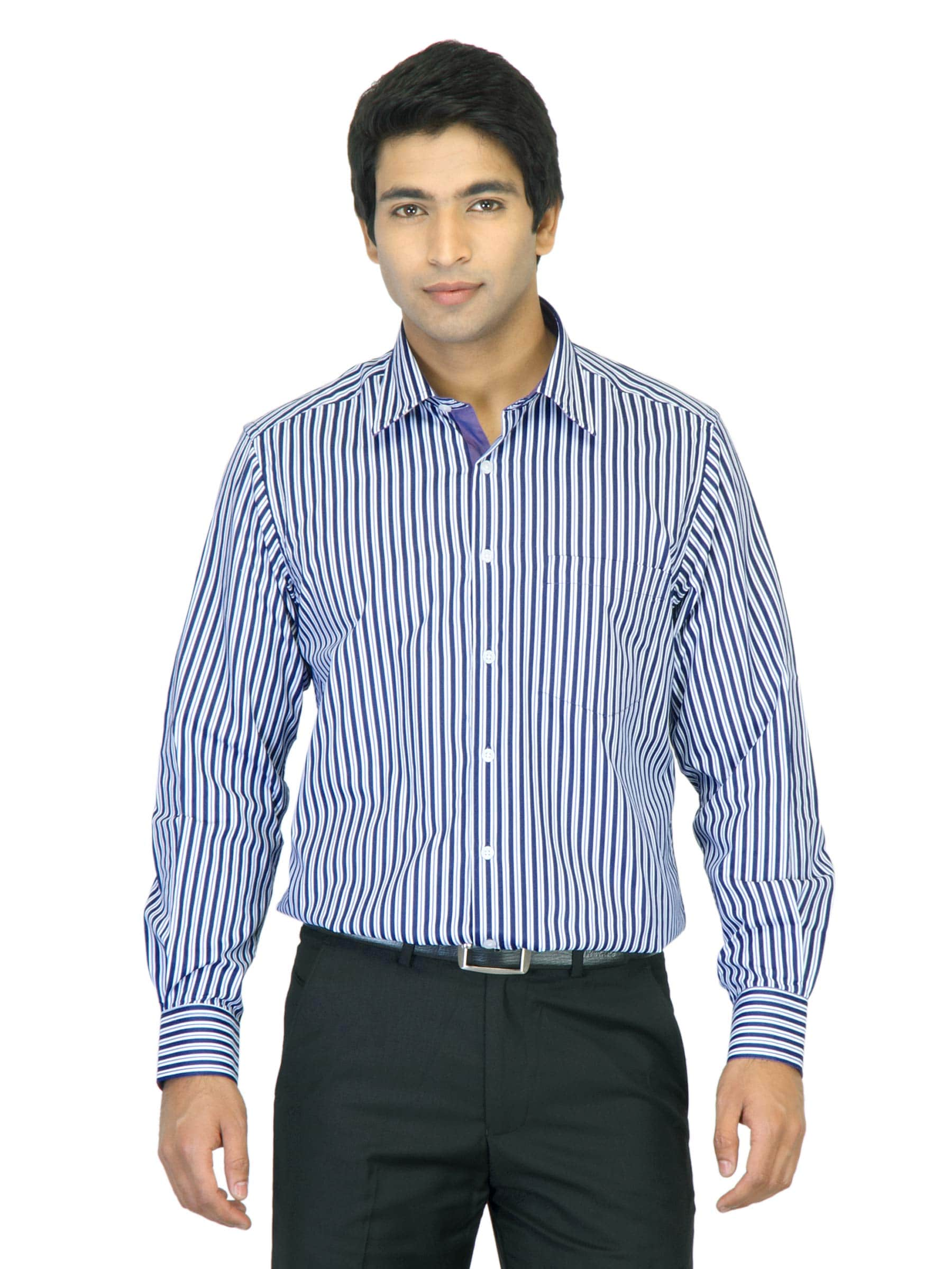 Indigo Nation Men Striped Blue Shirt