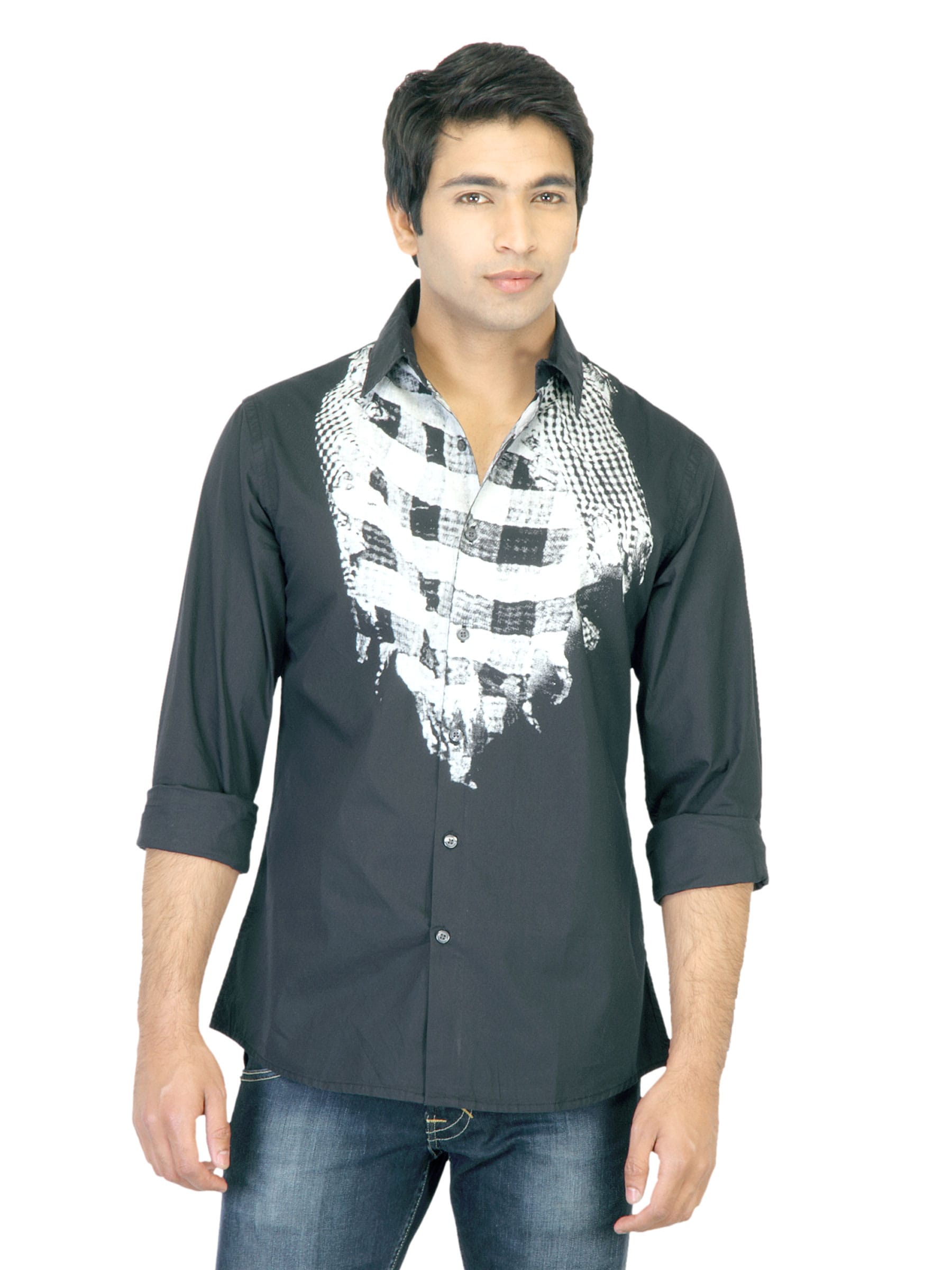 Indigo Nation Men Printed Black Shirt