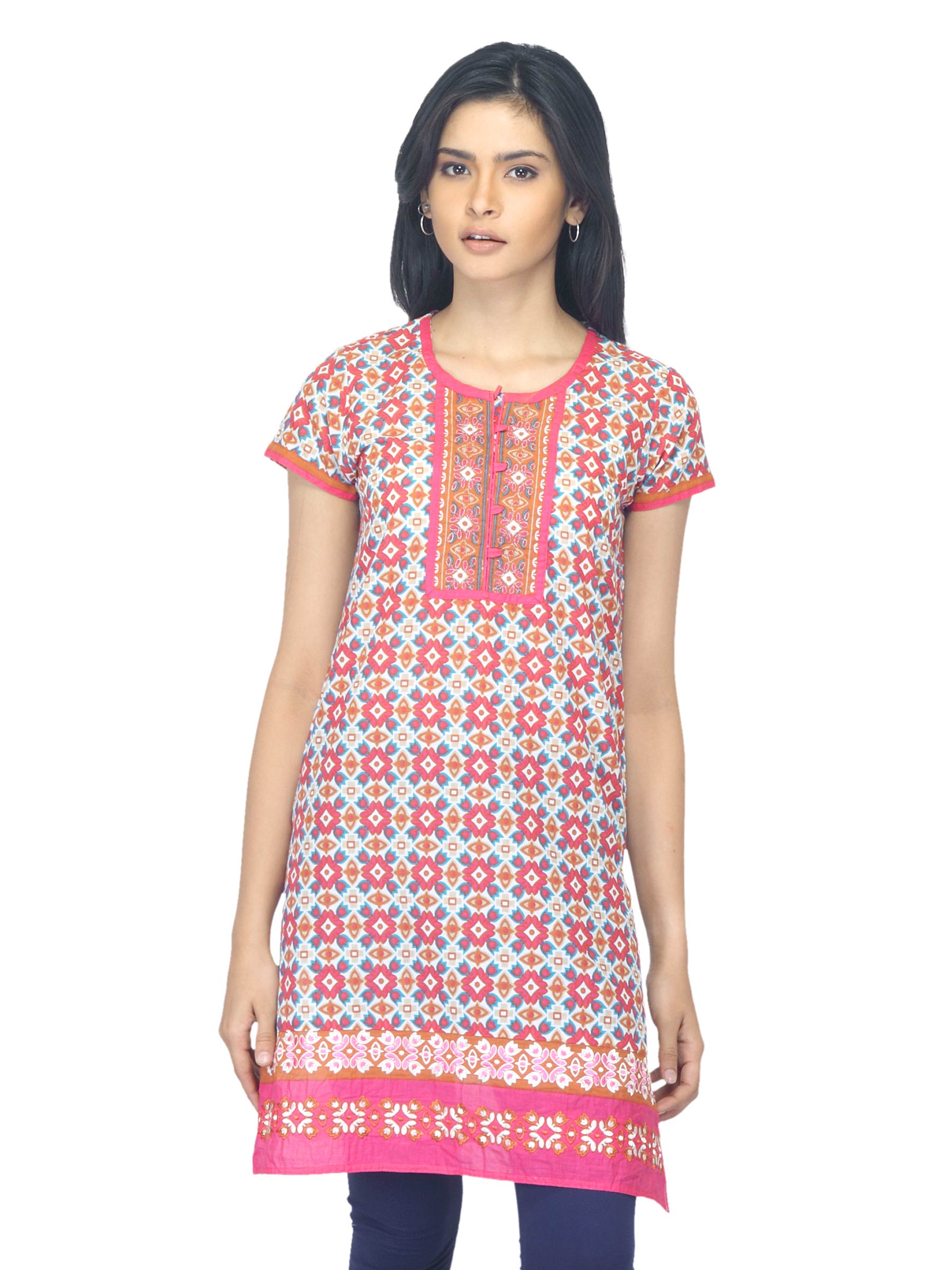 Folklore Women Printed Magenta Kurta