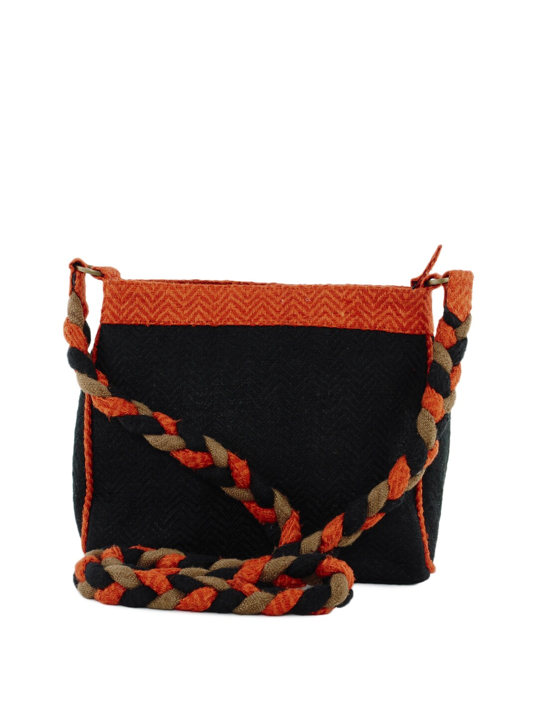 Fabindia Women Black Silk Handbag