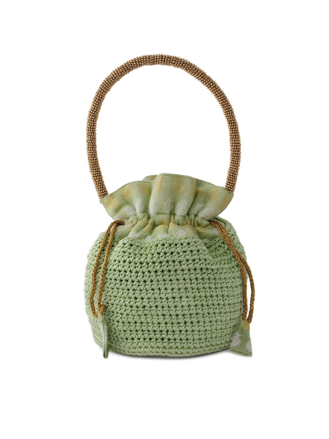 Fabindia Women Green Crochet Purse