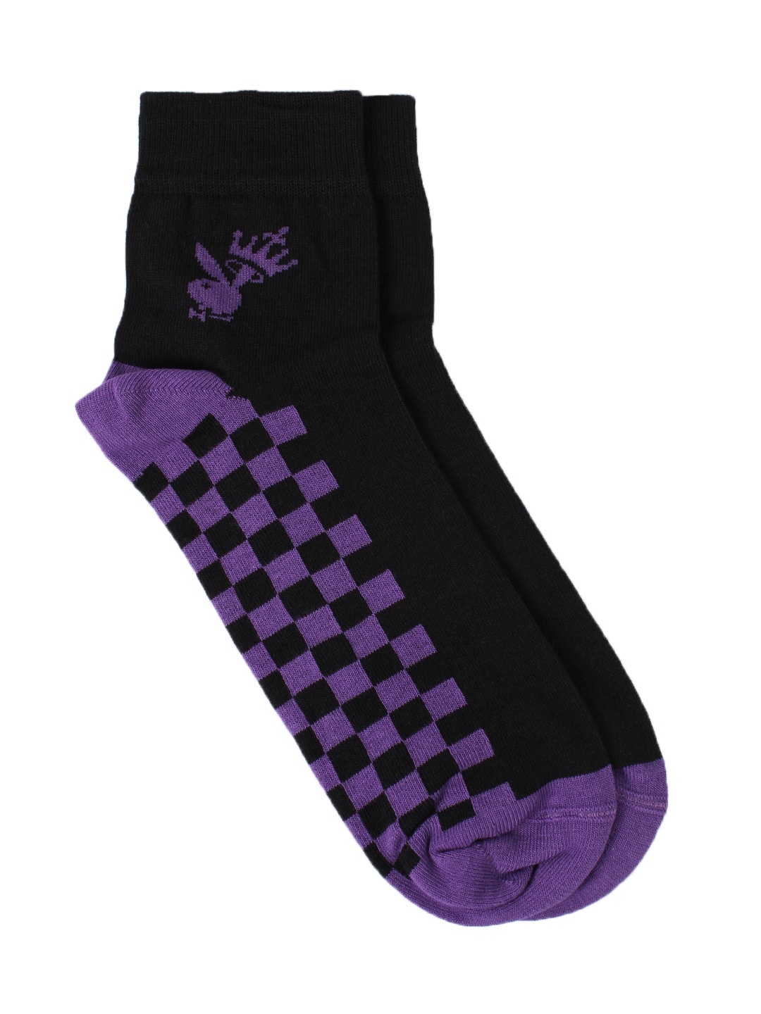 Playboy Men Purple & Black Socks