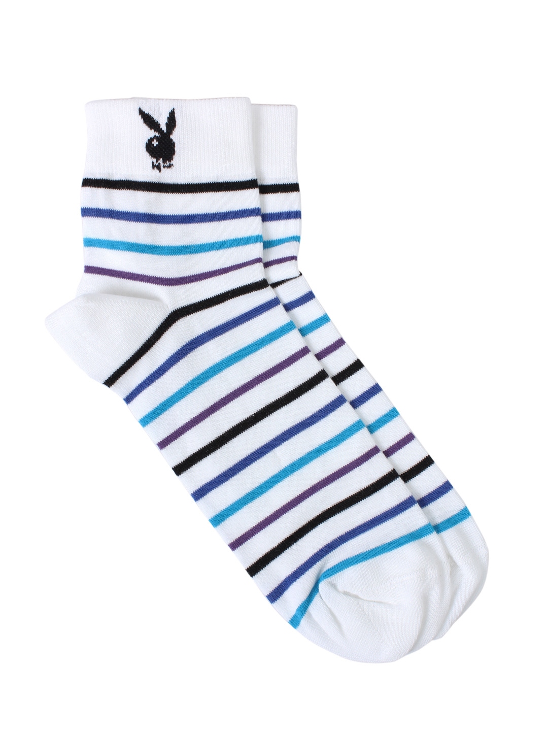 Playboy Men White  Striped Socks