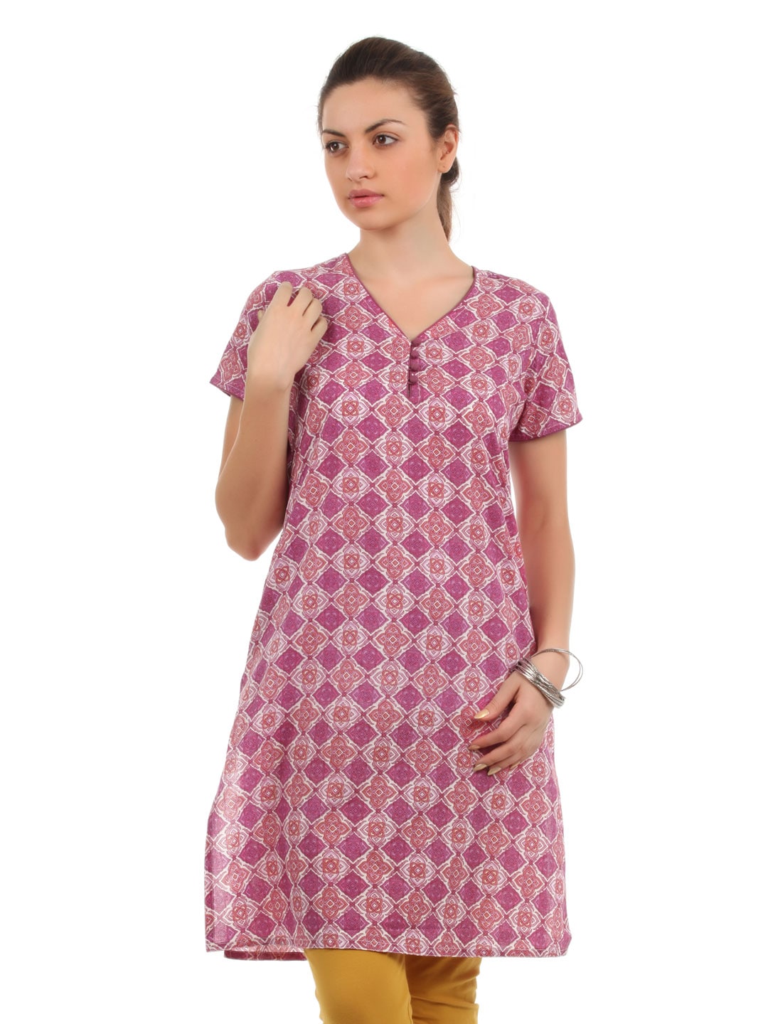 Fabindia Women Printed Pink Kurta