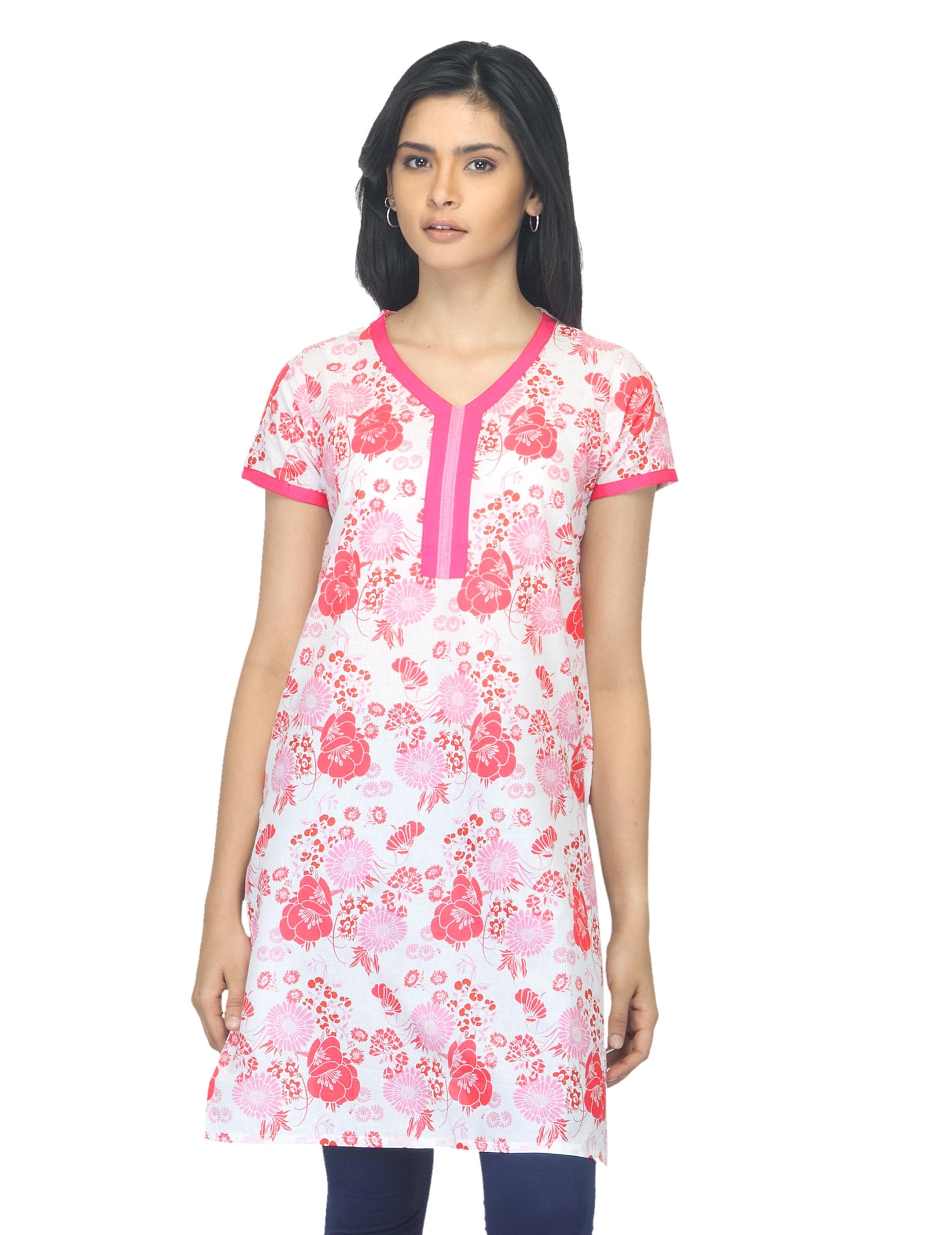 Vishudh Women Printed Pink Kurta