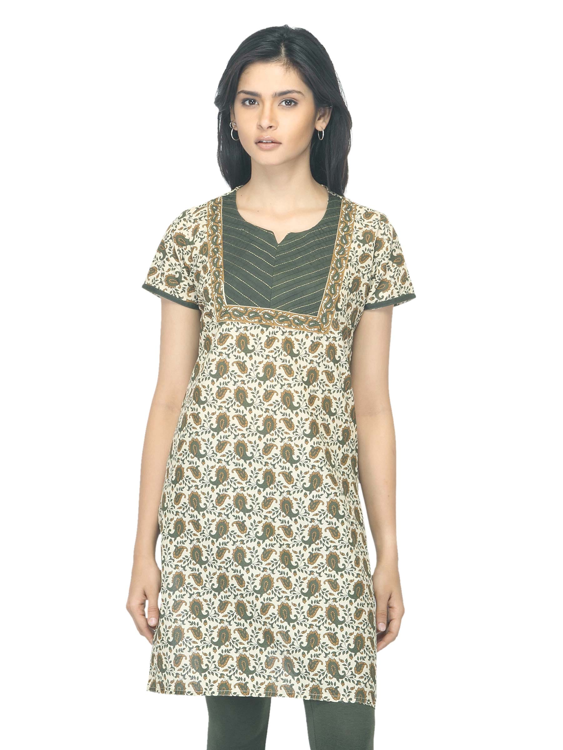 Vishudh Women Printed Green Kurta