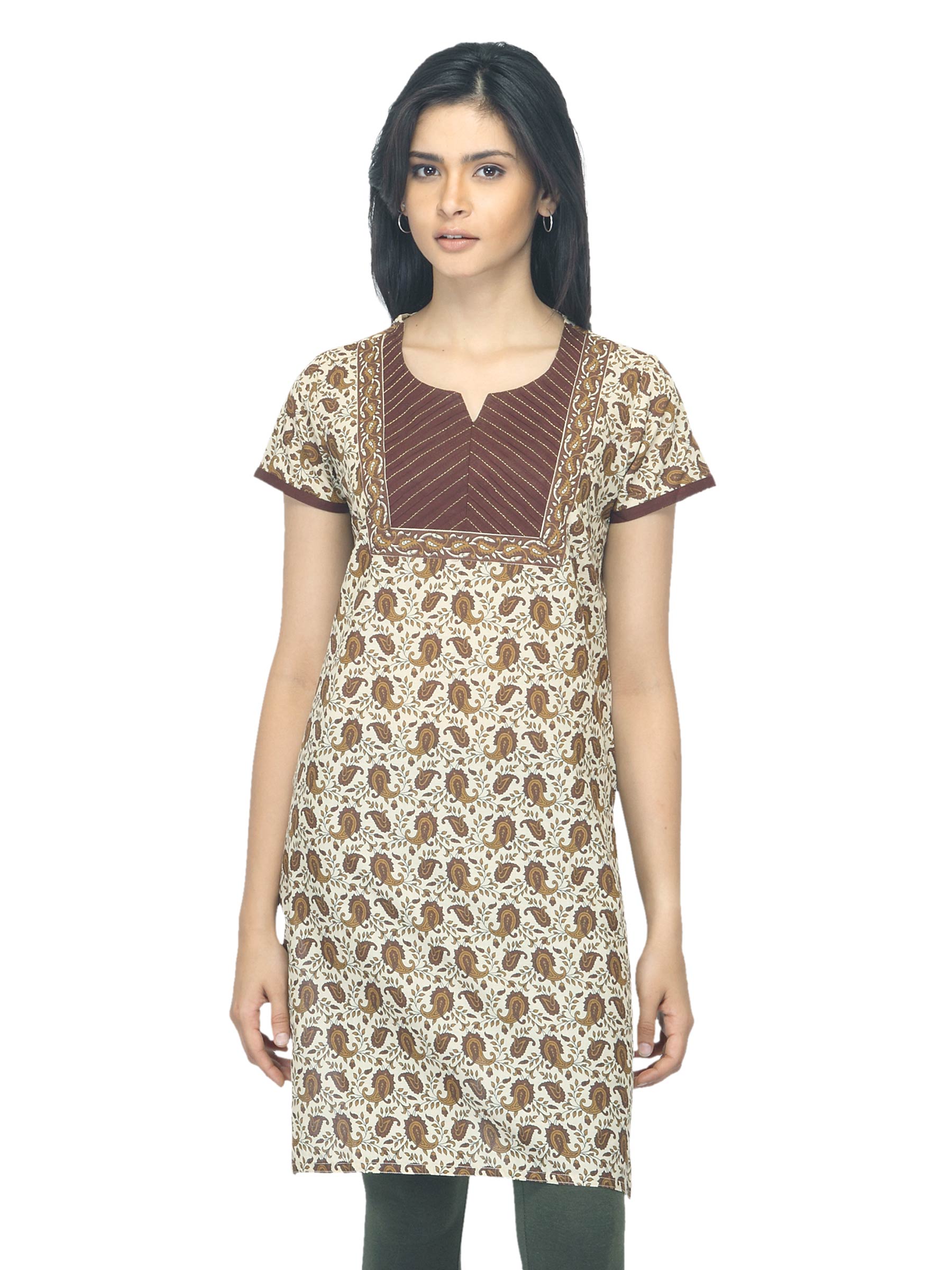 Vishudh Women Printed Brown Kurta