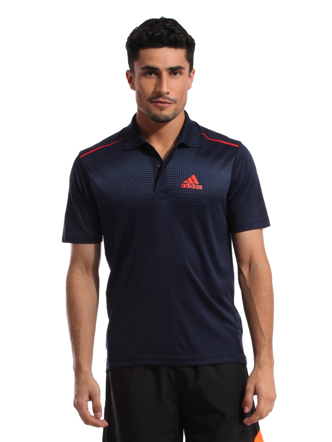 ADIDAS Men Navy Blue Polo T-shirt