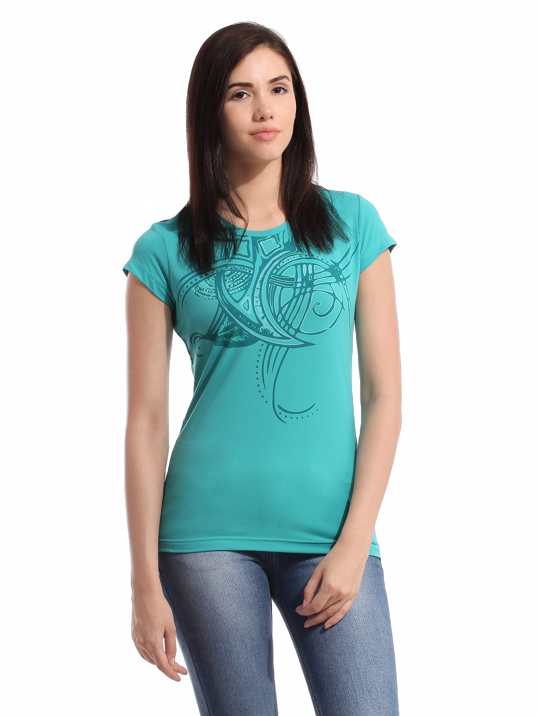 ADIDAS Women Graphic Blue T-shirt